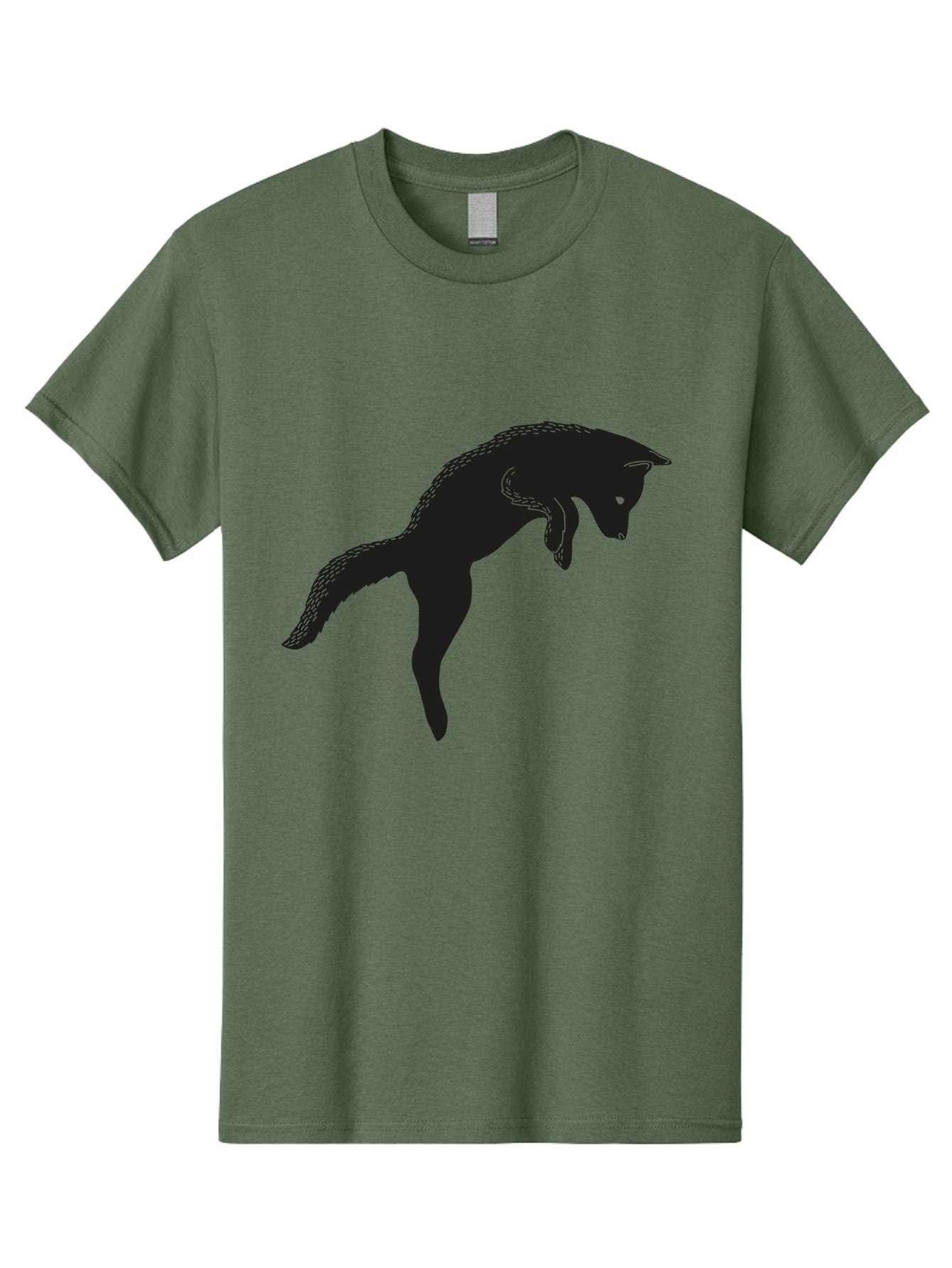 Black-Fox-Silhouette Men'S Graphic Tee, 100% Cotton, Comfortable Casual Summer Wear, Machine Washable, Squirrel Silhouette, Animal Graphic, Wildlife Illustration, Forest Creature, Cute Animal, Jumping Squirrel, Nut Love, Tree Dweller, Aac190 15