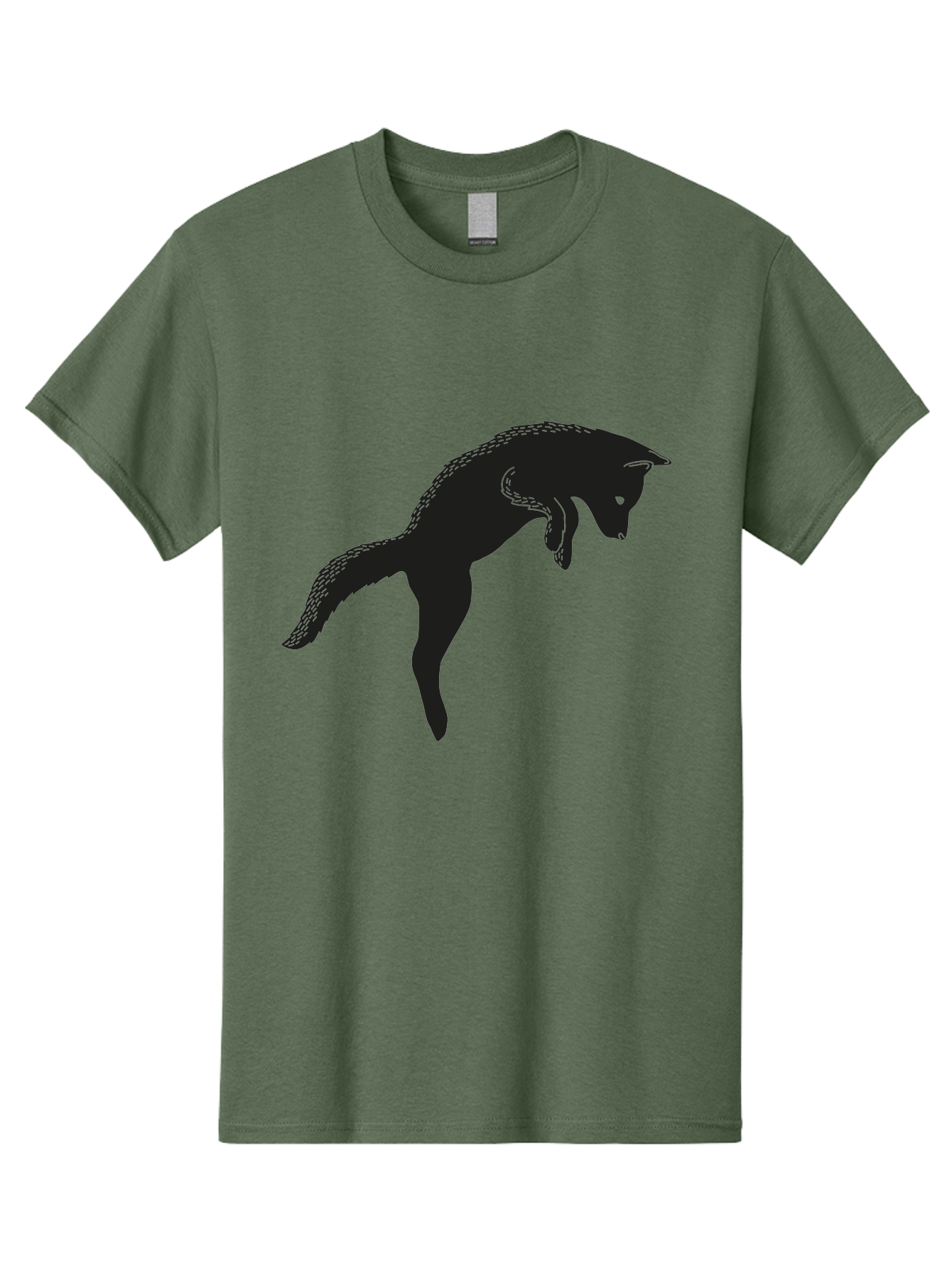 Black-Fox-Silhouette Men'S Graphic Tee, 100% Cotton, Comfortable Casual Summer Wear, Machine Washable, Squirrel Silhouette, Animal Graphic, Wildlife Illustration, Forest Creature, Cute Animal, Jumping Squirrel, Nut Love, Tree Dweller, Aac190