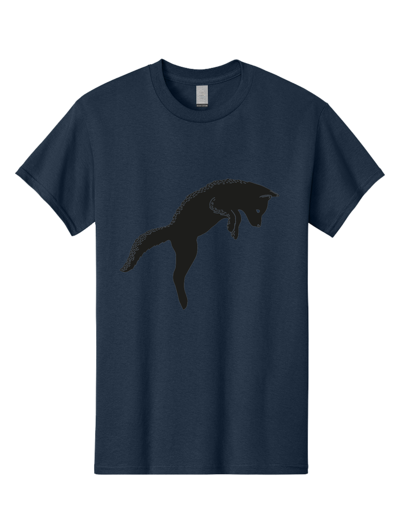 Black-Fox-Silhouette Men'S Graphic Tee, 100% Cotton, Comfortable Casual Summer Wear, Machine Washable, Squirrel Silhouette, Animal Graphic, Wildlife Illustration, Forest Creature, Cute Animal, Jumping Squirrel, Nut Love, Tree Dweller, Aac190 5