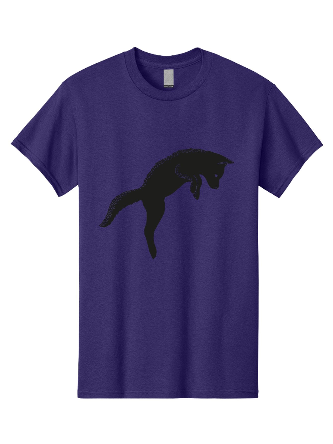 Black-Fox-Silhouette Men'S Graphic Tee, 100% Cotton, Comfortable Casual Summer Wear, Machine Washable, Squirrel Silhouette, Animal Graphic, Wildlife Illustration, Forest Creature, Cute Animal, Jumping Squirrel, Nut Love, Tree Dweller, Aac190 9
