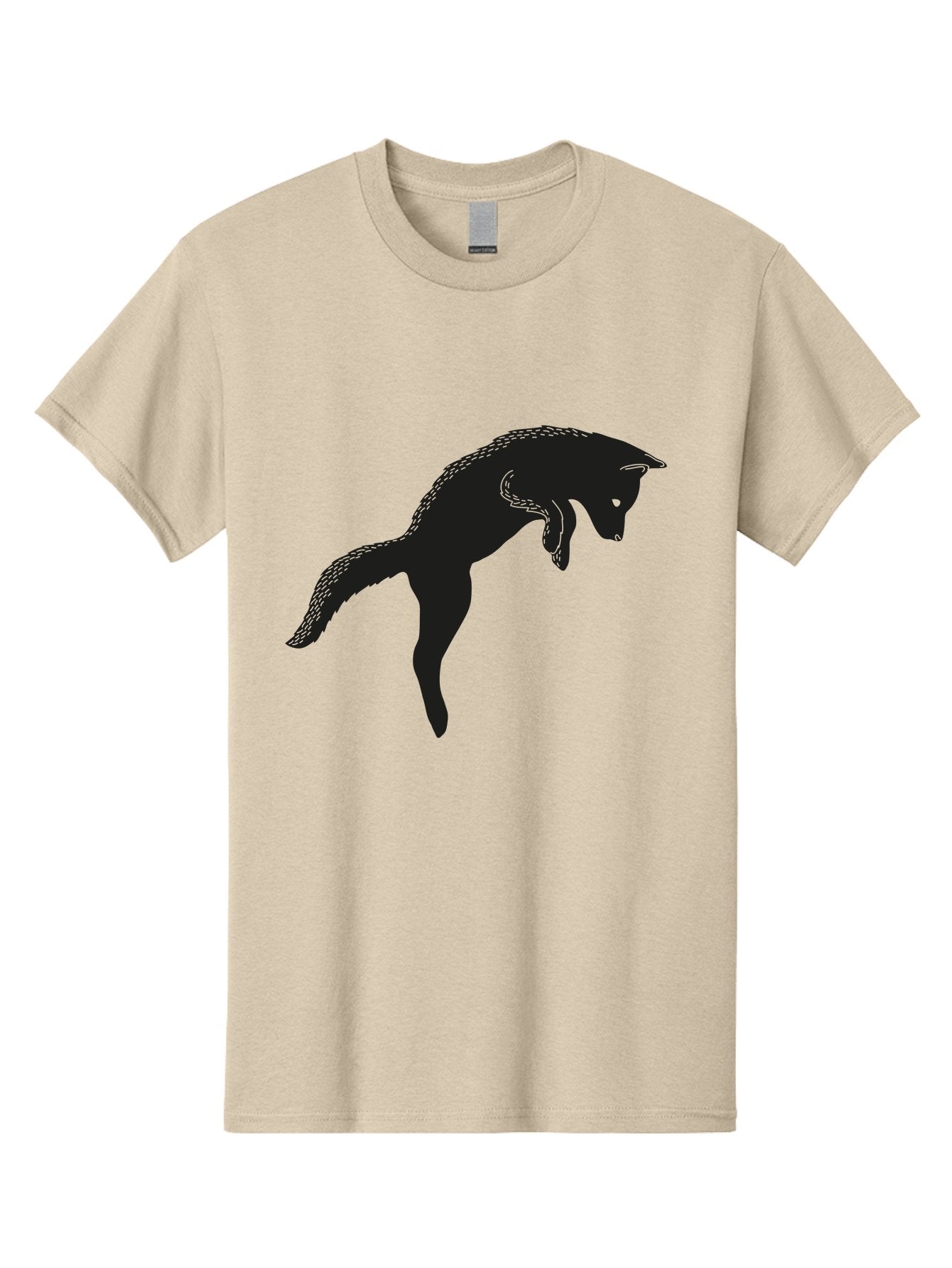 Black-Fox-Silhouette Men'S Graphic Tee, 100% Cotton, Comfortable Casual Summer Wear, Machine Washable, Squirrel Silhouette, Animal Graphic, Wildlife Illustration, Forest Creature, Cute Animal, Jumping Squirrel, Nut Love, Tree Dweller, Aac190 7