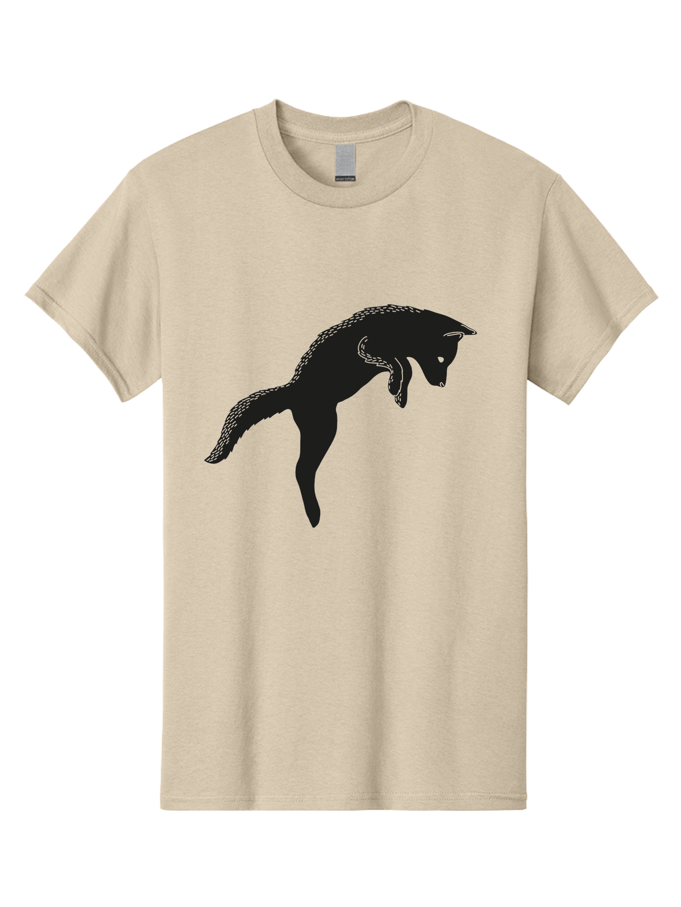 Black-Fox-Silhouette Men'S Graphic Tee, 100% Cotton, Comfortable Casual Summer Wear, Machine Washable, Squirrel Silhouette, Animal Graphic, Wildlife Illustration, Forest Creature, Cute Animal, Jumping Squirrel, Nut Love, Tree Dweller, Aac190 25