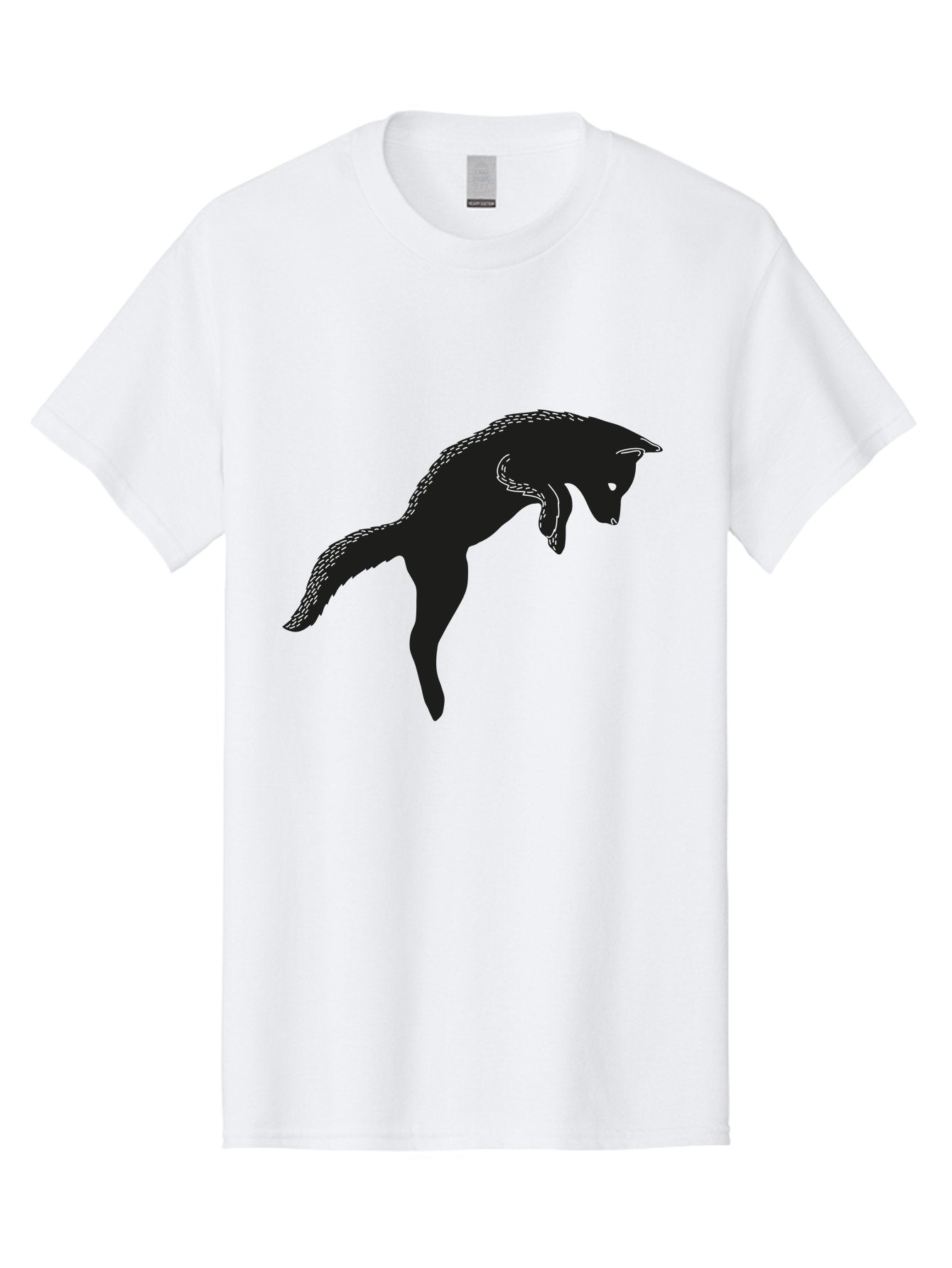 Black-Fox-Silhouette Men'S Graphic Tee, 100% Cotton, Comfortable Casual Summer Wear, Machine Washable, Squirrel Silhouette, Animal Graphic, Wildlife Illustration, Forest Creature, Cute Animal, Jumping Squirrel, Nut Love, Tree Dweller, Aac190