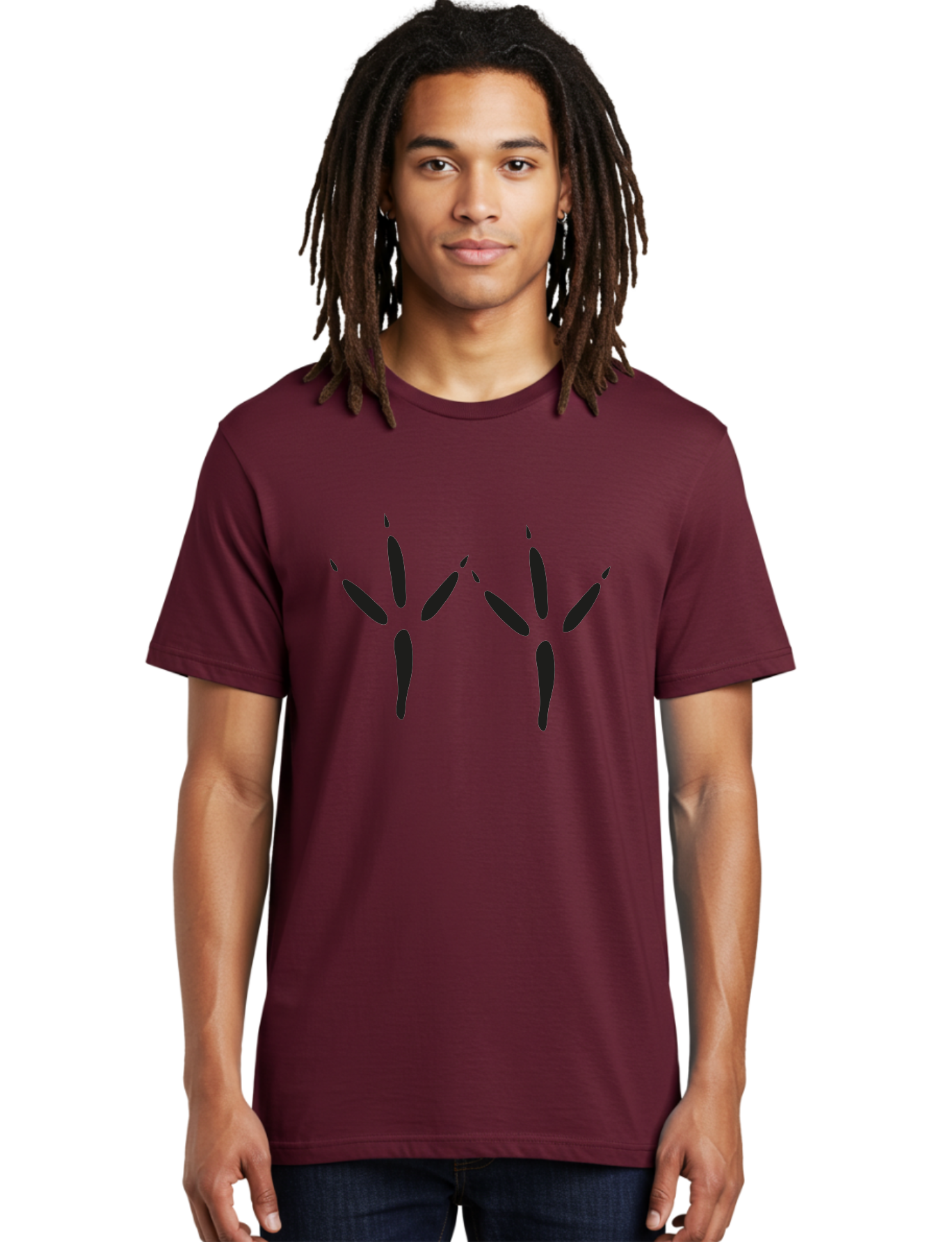 Black-Palm-Prints Men'S Graphic Tee, 100% Cotton, Comfortable Casual Summer Wear, Machine Washable, Cat Paw Prints, Black Paw Prints, Feline Footprints, Animal Tracks, Pet Markings, Simple Design, Minimalist Art Aac191 22