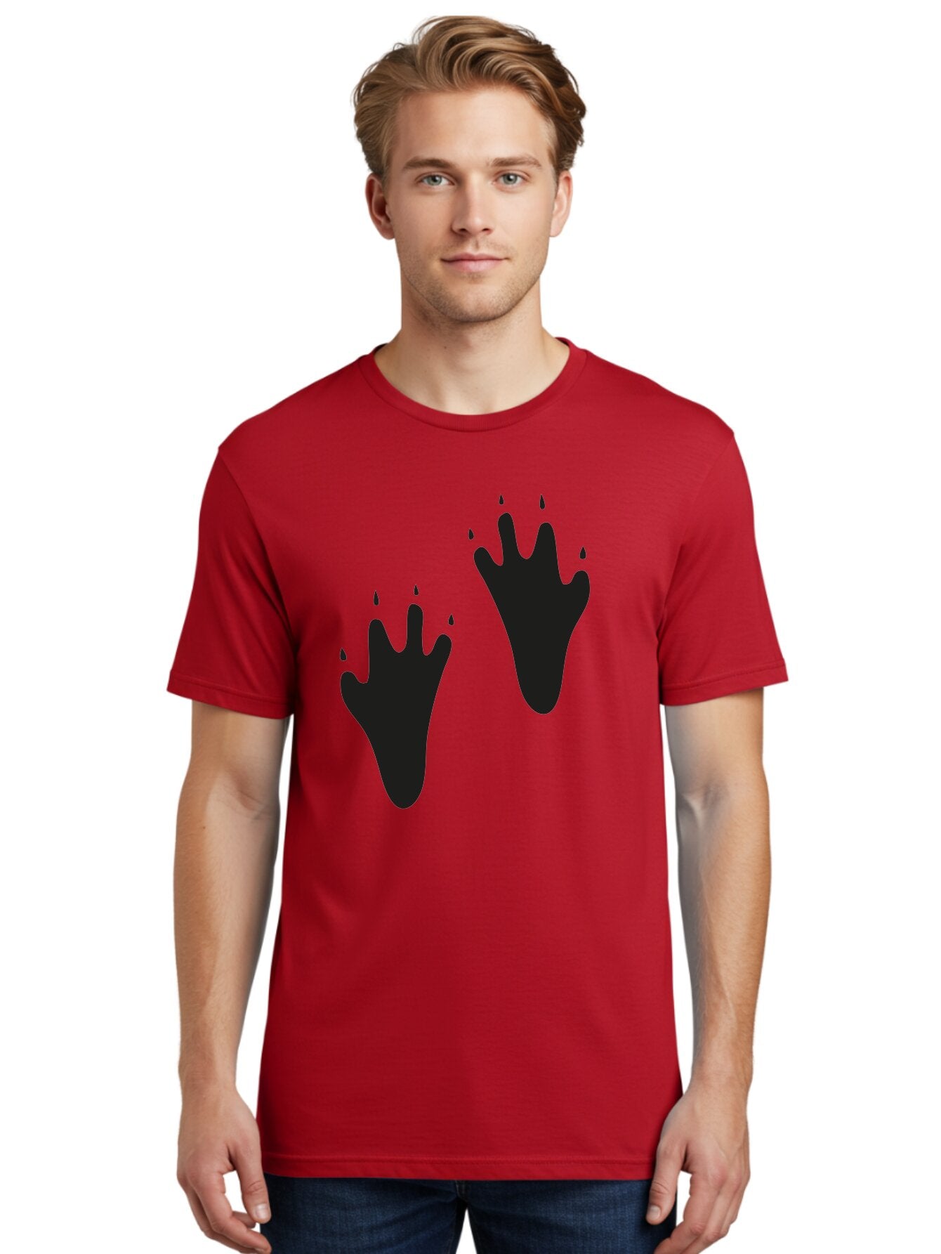 Bloody-Footprints Men'S Graphic Tee, 100% Cotton, Comfortable Casual Summer Wear, Machine Washable, Bloody Footprints, Black Footprints, Dripping Blood, Crime Scene, Forensic Evidence, Violence, Dark Atmosphere, Horror Theme Aac194 23