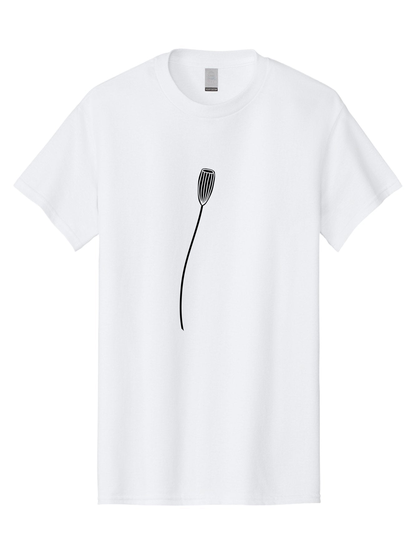 Bulb-On-Stem Men'S Graphic Tee, 100% Cotton, Comfortable Casual Summer Wear, Machine Washable, Simple Flower Design, Minimalist Art, Black Outline, Floral Illustration, Botanical Sketch, Modern Line Art, Elegant Graphics, Stylized Bloom Aac195 3