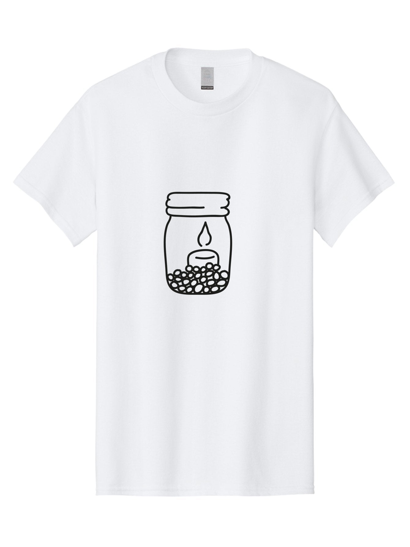 Candle-In-A-Mason-Jar Men'S Graphic Tee, 100% Cotton, Comfortable Casual Summer Wear, Machine Washable, Candle In A Jar, Jar With Candle, Lit Candle, Decorative Jar, Home Decor, Candlelight, Peaceful Ambiance, Minimalist Design, Aac196