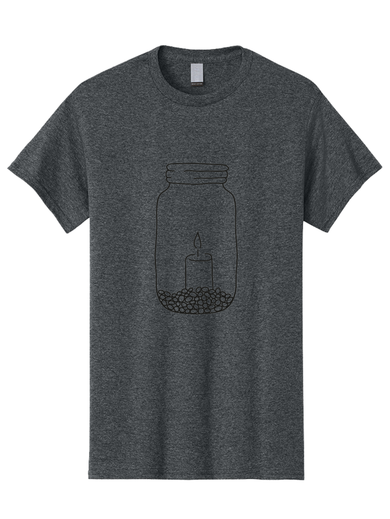 Candle-In-Jar-1 Men'S Graphic Tee, 100% Cotton, Comfortable Casual Summer Wear, Machine Washable, Candle In A Jar, Lit Candle, Pebbles, Simple Line Art, Minimalist Design, Meditation Symbol, Peaceful Ambiance, Zen Decor Aac197 23