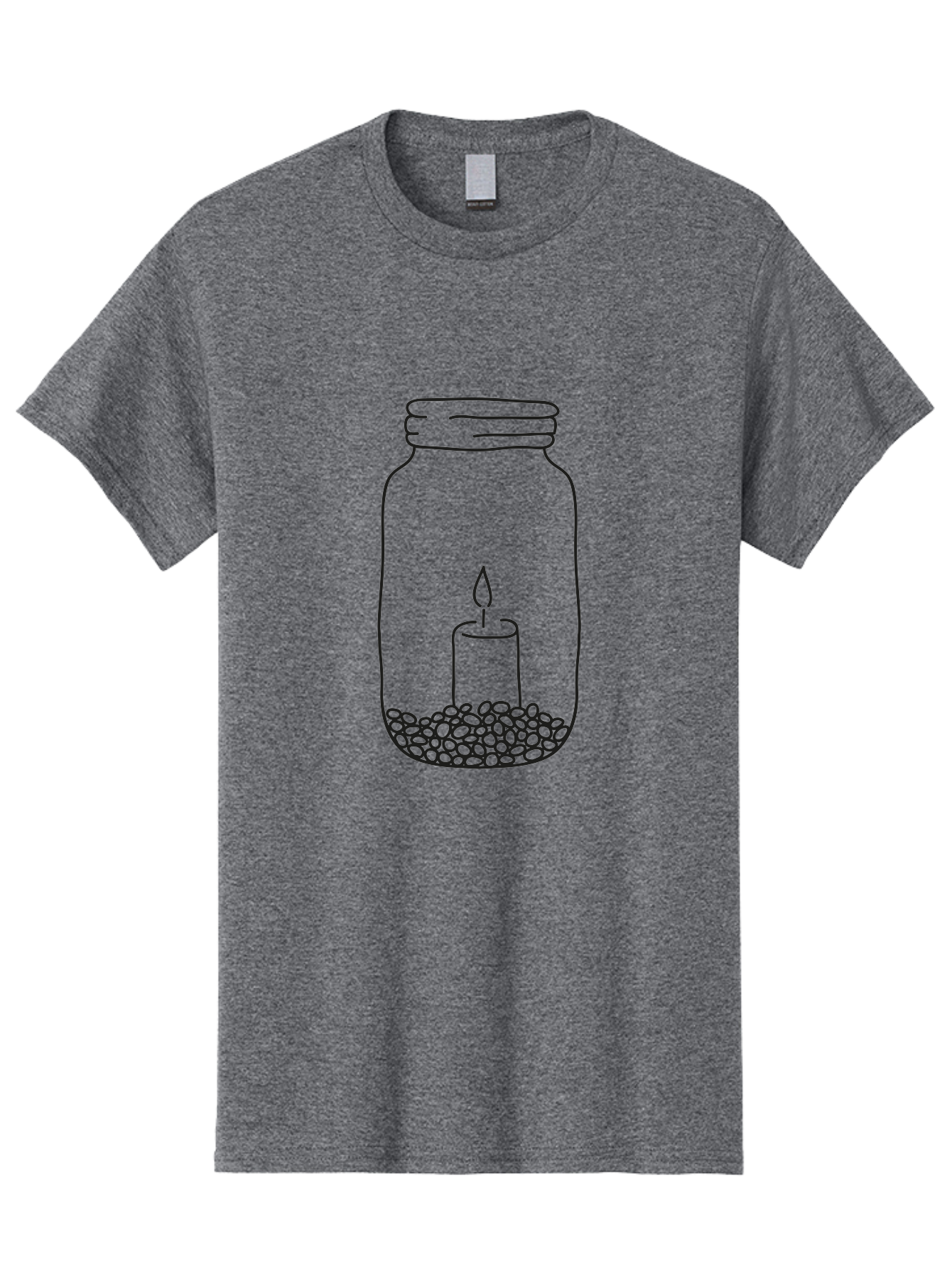 Candle-In-Jar-1 Men'S Graphic Tee, 100% Cotton, Comfortable Casual Summer Wear, Machine Washable, Candle In A Jar, Lit Candle, Pebbles, Simple Line Art, Minimalist Design, Meditation Symbol, Peaceful Ambiance, Zen Decor Aac197 27