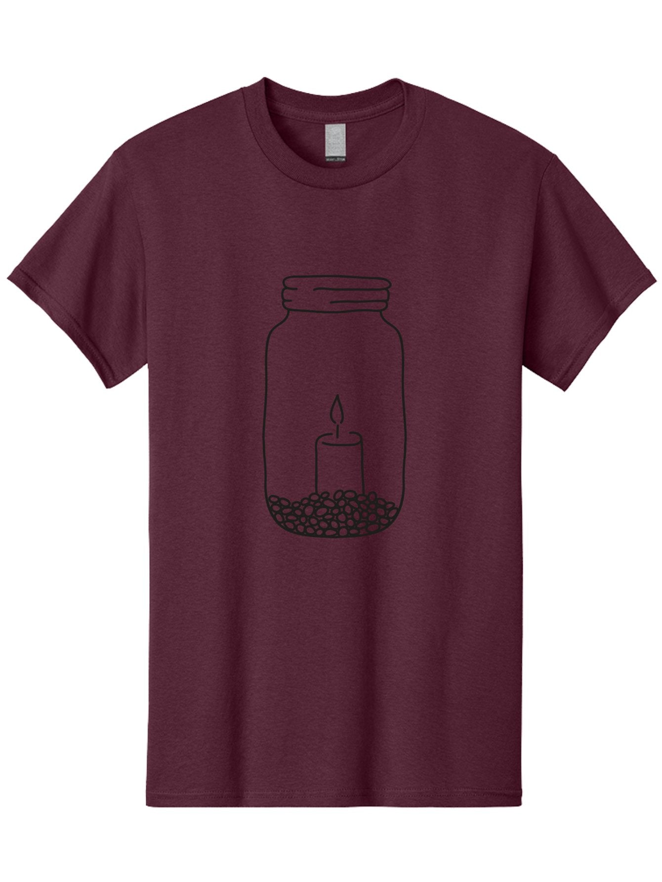 Candle-In-Jar-1 Men'S Graphic Tee, 100% Cotton, Comfortable Casual Summer Wear, Machine Washable, Candle In A Jar, Lit Candle, Pebbles, Simple Line Art, Minimalist Design, Meditation Symbol, Peaceful Ambiance, Zen Decor Aac197 14