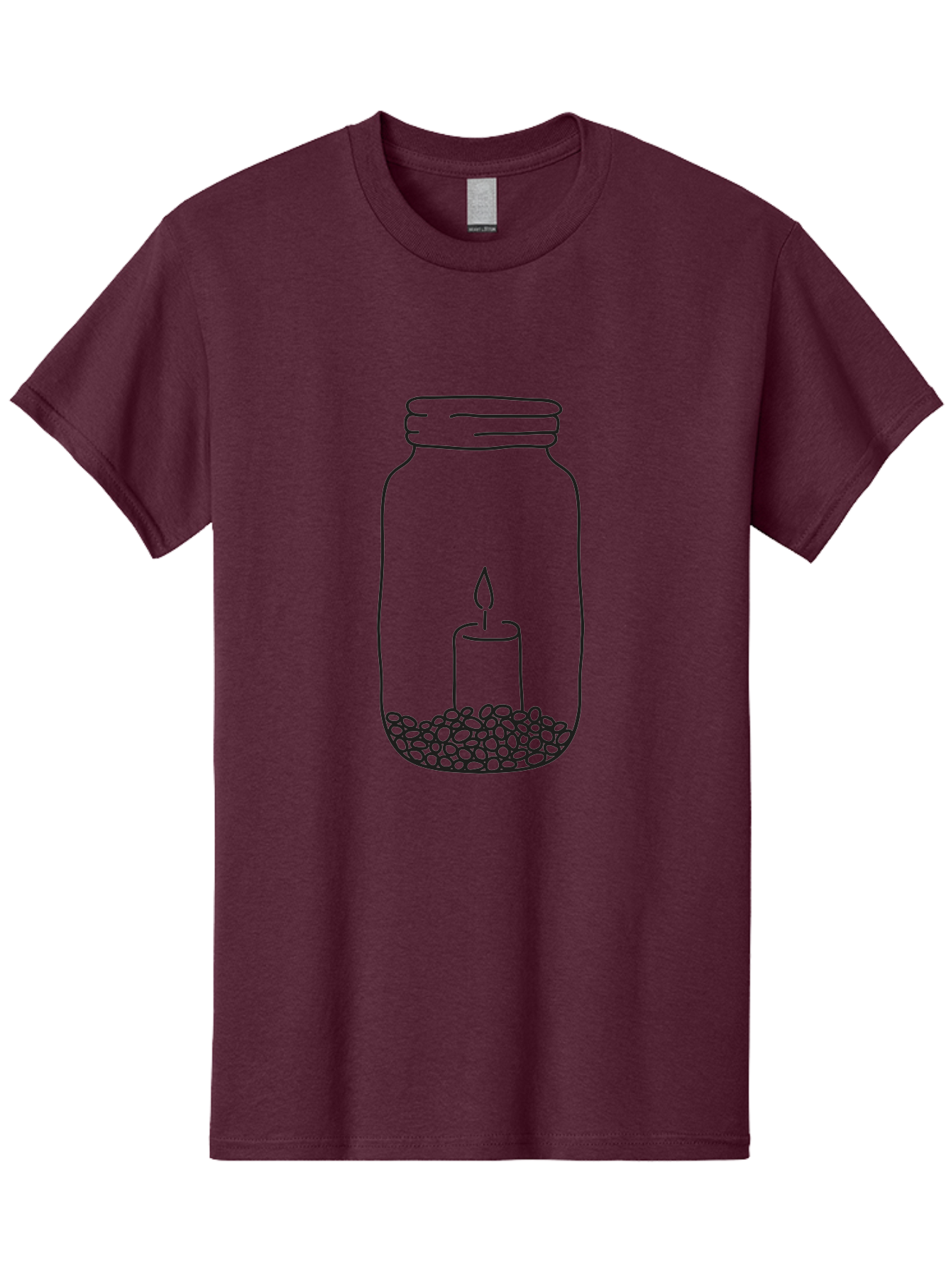 Candle-In-Jar-1 Men'S Graphic Tee, 100% Cotton, Comfortable Casual Summer Wear, Machine Washable, Candle In A Jar, Lit Candle, Pebbles, Simple Line Art, Minimalist Design, Meditation Symbol, Peaceful Ambiance, Zen Decor Aac197 3