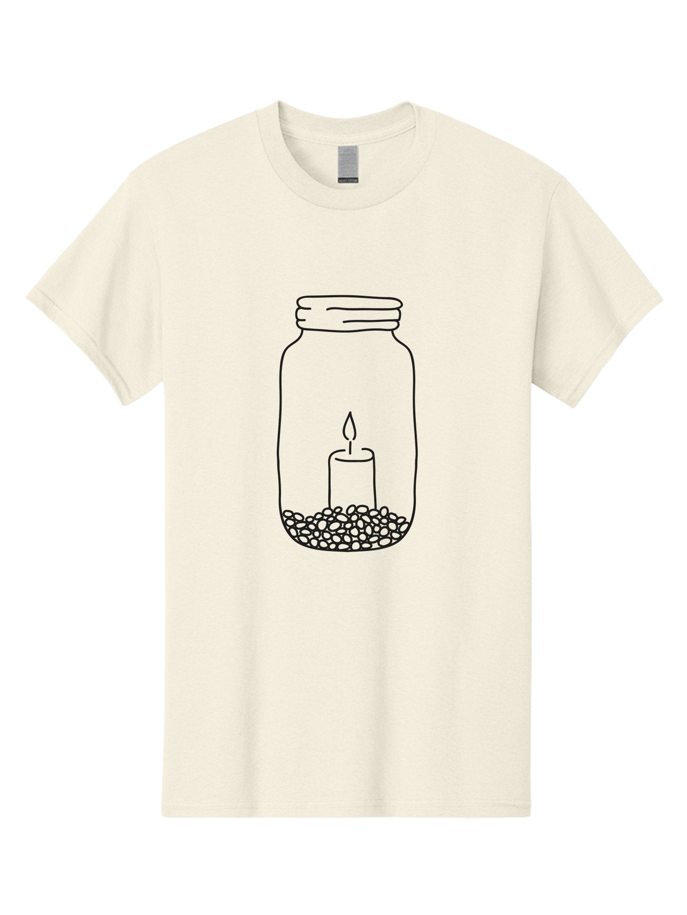 Candle-In-Jar-1 Men'S Graphic Tee, 100% Cotton, Comfortable Casual Summer Wear, Machine Washable, Candle In A Jar, Lit Candle, Pebbles, Simple Line Art, Minimalist Design, Meditation Symbol, Peaceful Ambiance, Zen Decor Aac197 6
