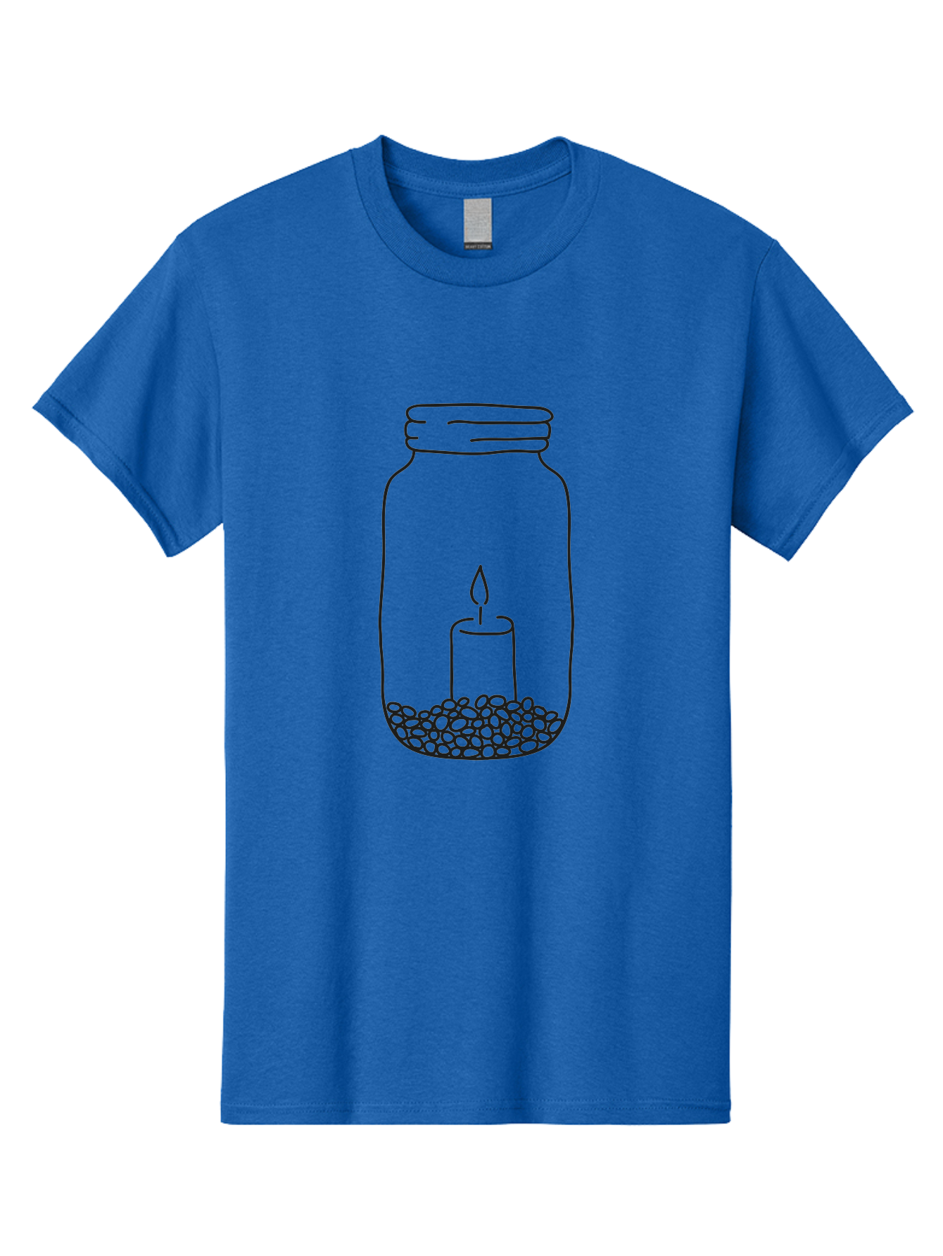 Candle-In-Jar-1 Men'S Graphic Tee, 100% Cotton, Comfortable Casual Summer Wear, Machine Washable, Candle In A Jar, Lit Candle, Pebbles, Simple Line Art, Minimalist Design, Meditation Symbol, Peaceful Ambiance, Zen Decor Aac197 15