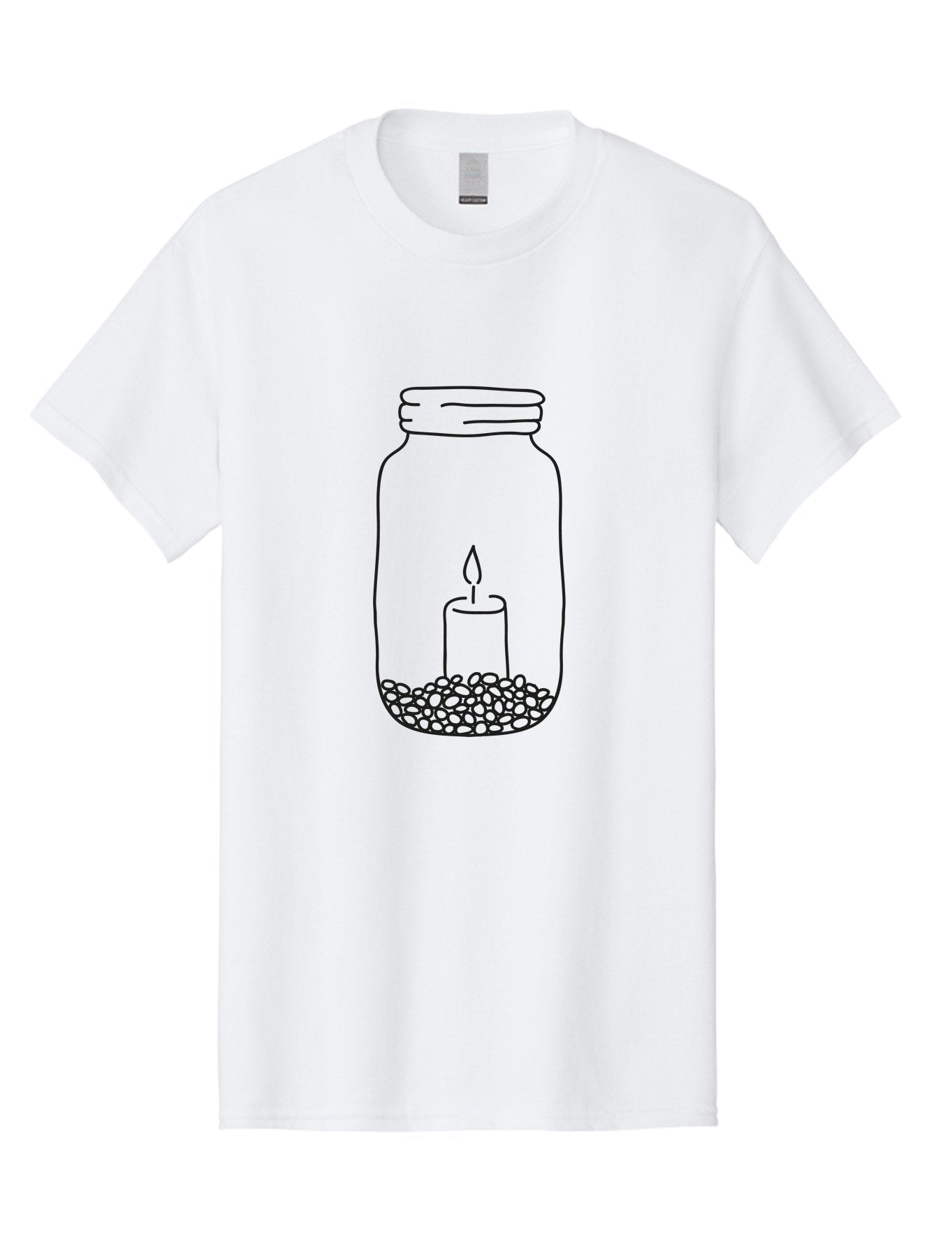 Candle-In-Jar-1 Men'S Graphic Tee, 100% Cotton, Comfortable Casual Summer Wear, Machine Washable, Candle In A Jar, Lit Candle, Pebbles, Simple Line Art, Minimalist Design, Meditation Symbol, Peaceful Ambiance, Zen Decor Aac197 9