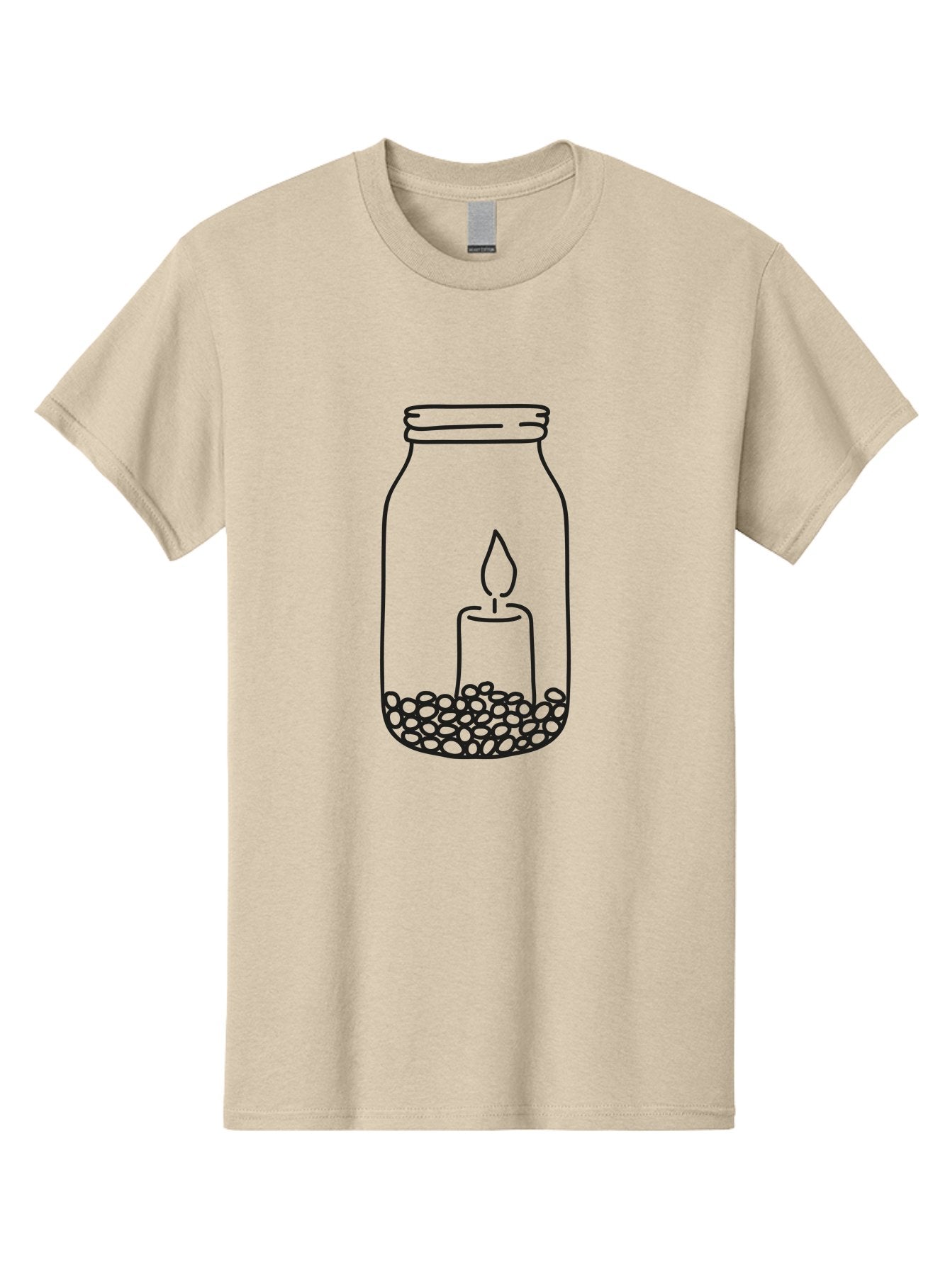 Candle-In-Jar Men'S Graphic Tee, 100% Cotton, Comfortable Casual Summer Wear, Machine Washable, Candle In A Jar, Lit Candle, Serene Ambiance, Decorative Jar, Peaceful Atmosphere, Soothing Light, Calming Decor Aac198 5