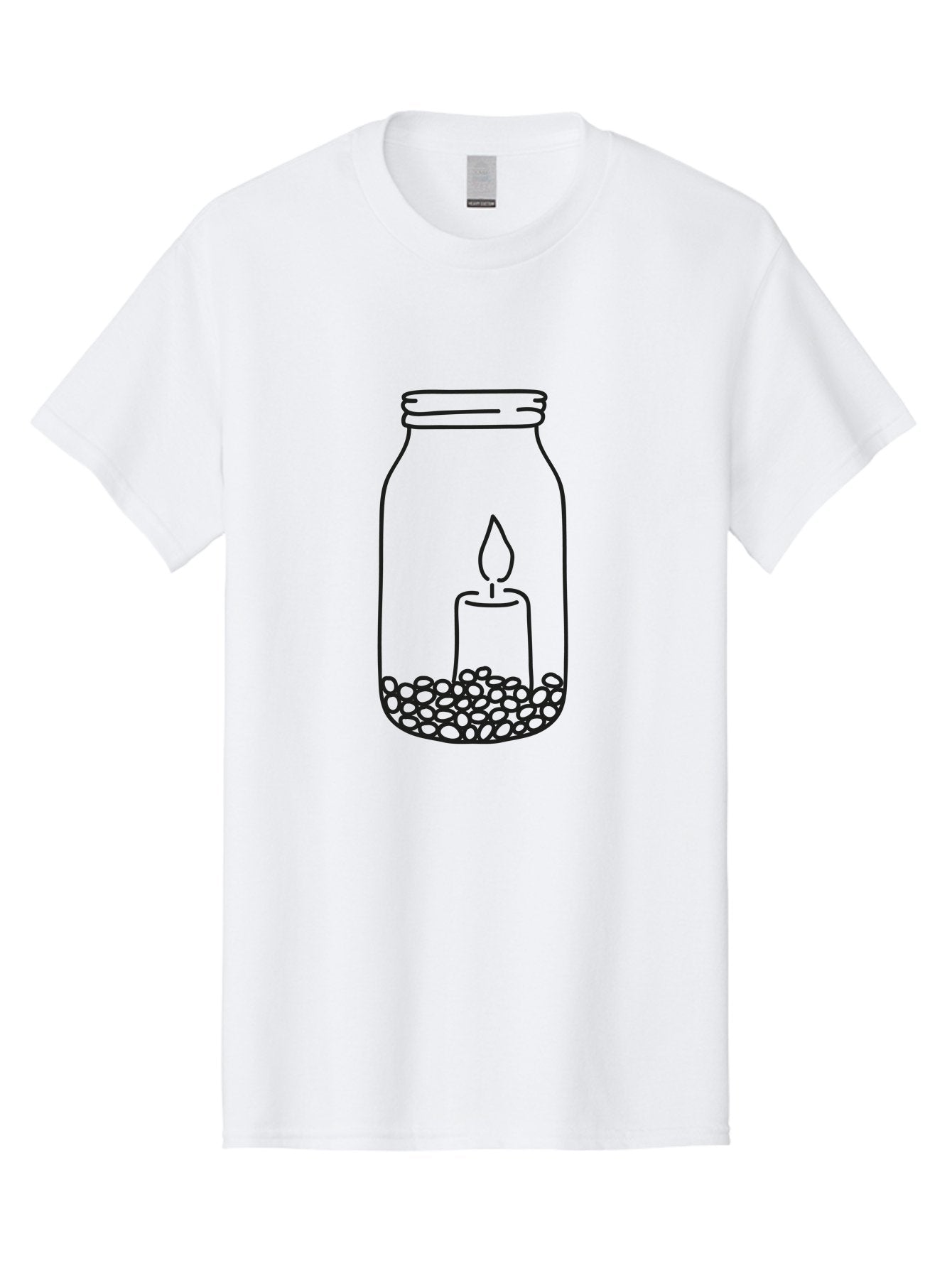 Candle-In-Jar Men'S Graphic Tee, 100% Cotton, Comfortable Casual Summer Wear, Machine Washable, Candle In A Jar, Lit Candle, Serene Ambiance, Decorative Jar, Peaceful Atmosphere, Soothing Light, Calming Decor Aac198 12