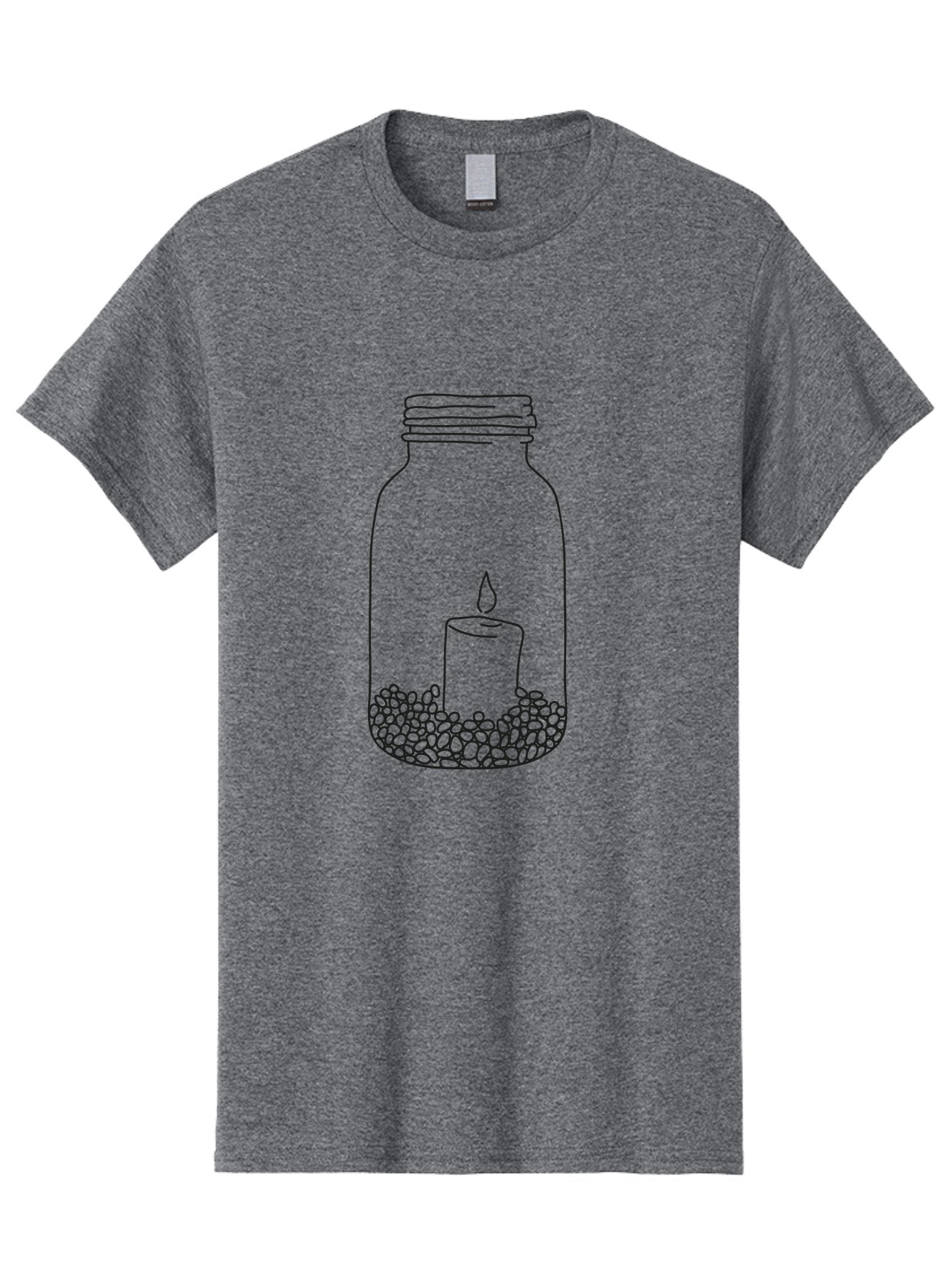 Candle-In-Mason-Jar Men'S Graphic Tee, 100% Cotton, Comfortable Casual Summer Wear, Machine Washable, Candle In A Jar, Lit Candle, Decorative Jar, Zen Decor, Peaceful Ambiance, Ambient Lighting, Minimalist Design, Meditation Space, Aac199