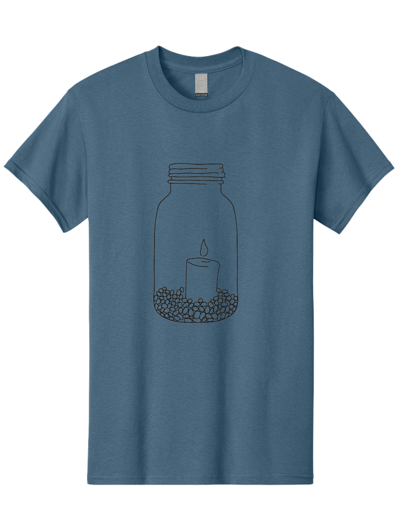 Candle-In-Mason-Jar Men'S Graphic Tee, 100% Cotton, Comfortable Casual Summer Wear, Machine Washable, Candle In A Jar, Lit Candle, Decorative Jar, Zen Decor, Peaceful Ambiance, Ambient Lighting, Minimalist Design, Meditation Space, Aac199 25