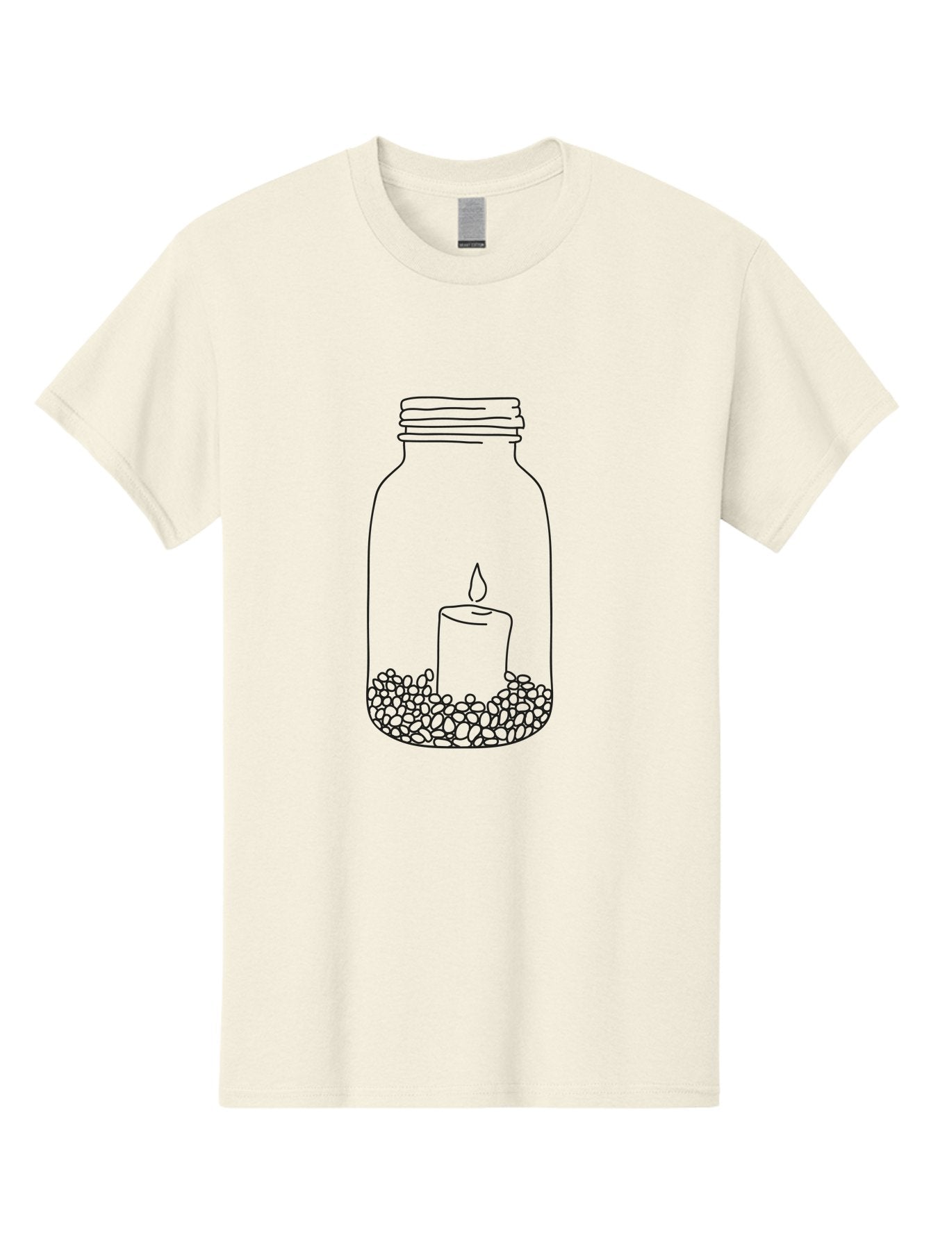 Candle-In-Mason-Jar Men'S Graphic Tee, 100% Cotton, Comfortable Casual Summer Wear, Machine Washable, Candle In A Jar, Lit Candle, Decorative Jar, Zen Decor, Peaceful Ambiance, Ambient Lighting, Minimalist Design, Meditation Space, Aac199 8
