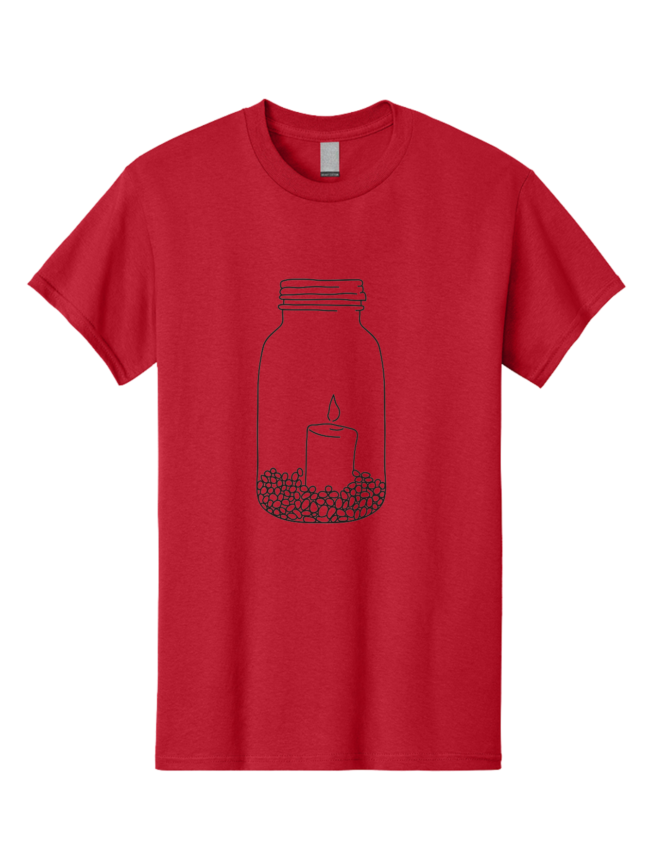 Candle-In-Mason-Jar Men'S Graphic Tee, 100% Cotton, Comfortable Casual Summer Wear, Machine Washable, Candle In A Jar, Lit Candle, Decorative Jar, Zen Decor, Peaceful Ambiance, Ambient Lighting, Minimalist Design, Meditation Space, Aac199 5