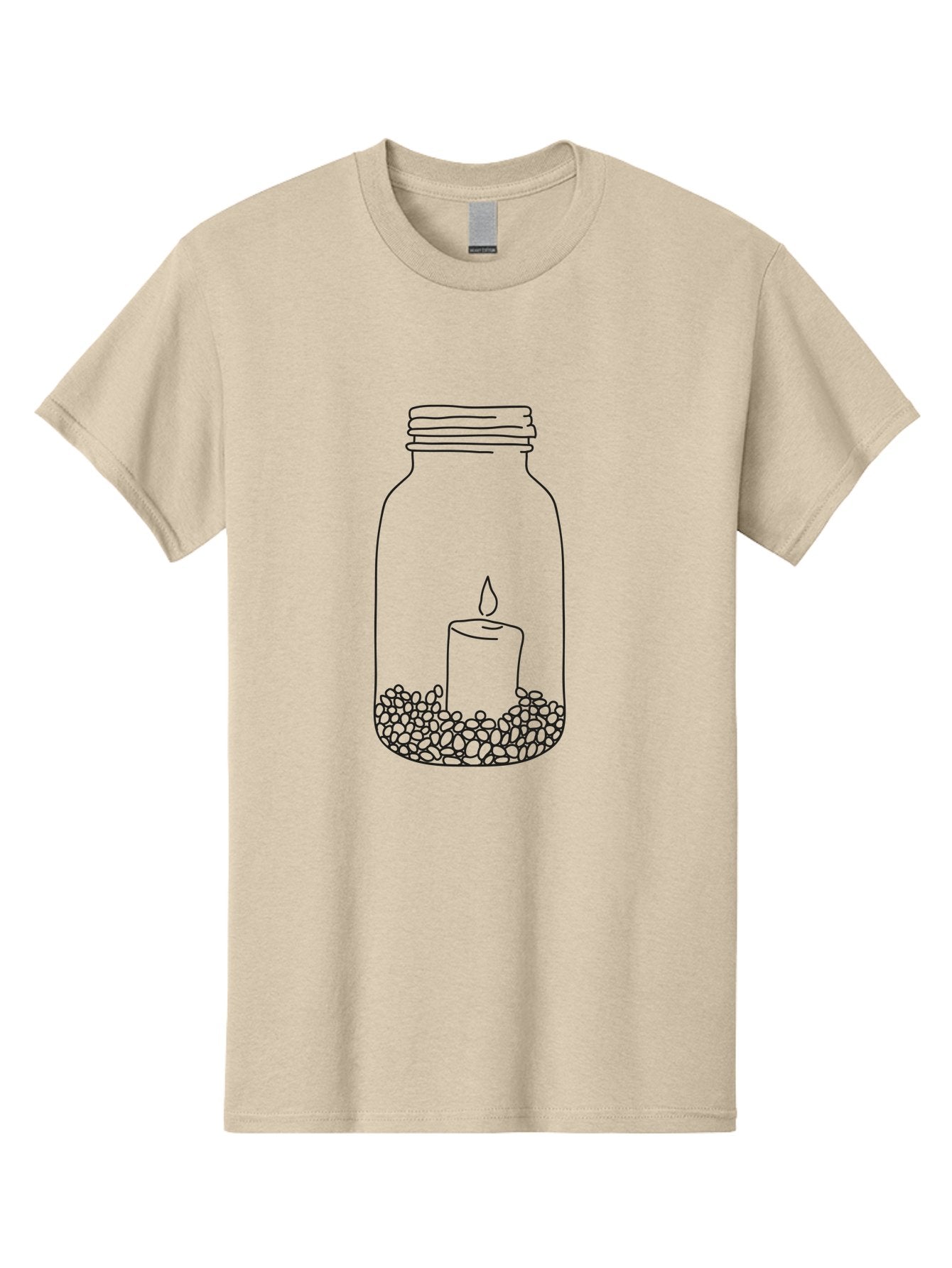 Candle-In-Mason-Jar Men'S Graphic Tee, 100% Cotton, Comfortable Casual Summer Wear, Machine Washable, Candle In A Jar, Lit Candle, Decorative Jar, Zen Decor, Peaceful Ambiance, Ambient Lighting, Minimalist Design, Meditation Space, Aac199