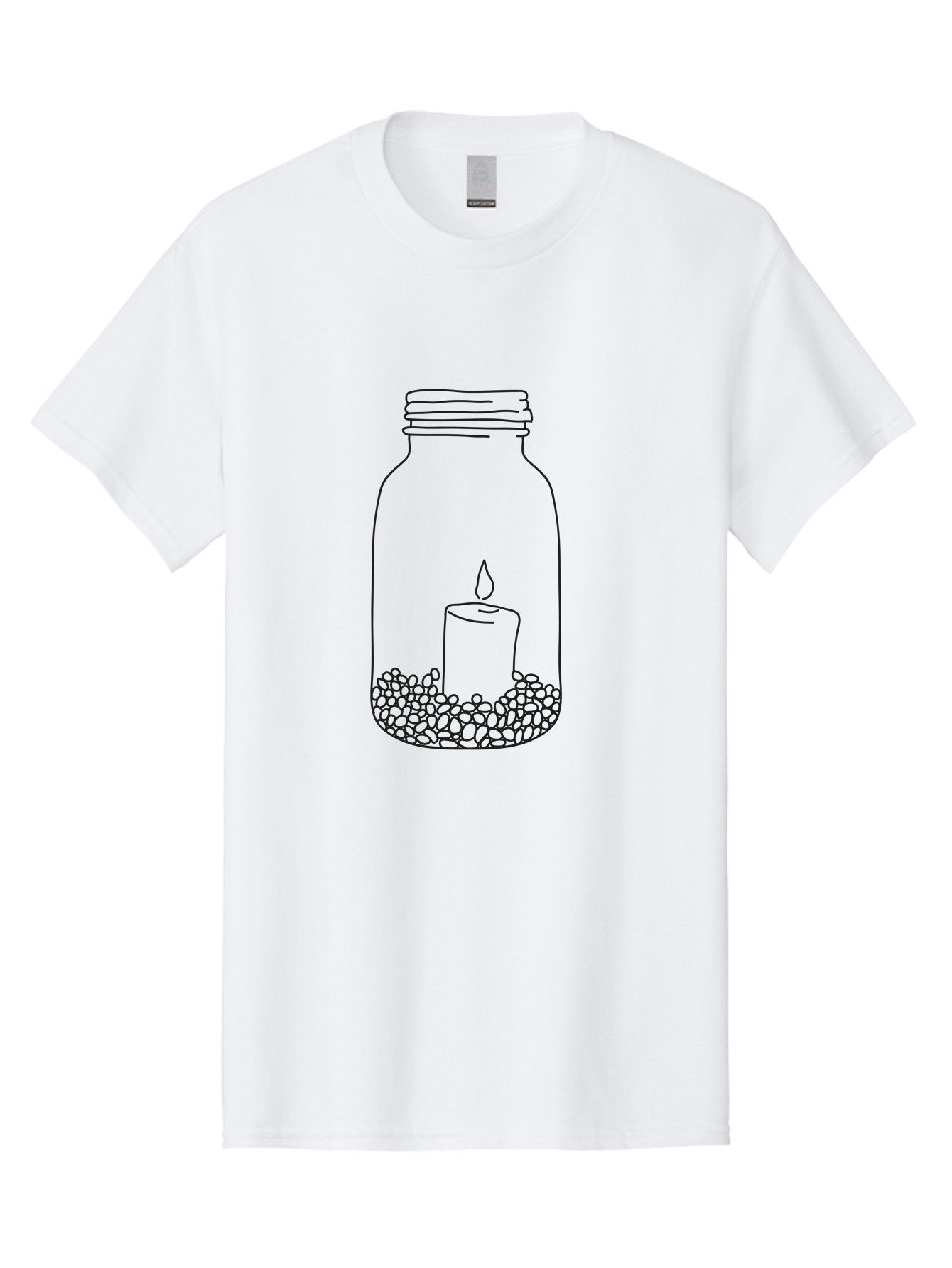 Candle-In-Mason-Jar Men'S Graphic Tee, 100% Cotton, Comfortable Casual Summer Wear, Machine Washable, Candle In A Jar, Lit Candle, Decorative Jar, Zen Decor, Peaceful Ambiance, Ambient Lighting, Minimalist Design, Meditation Space, Aac199 6