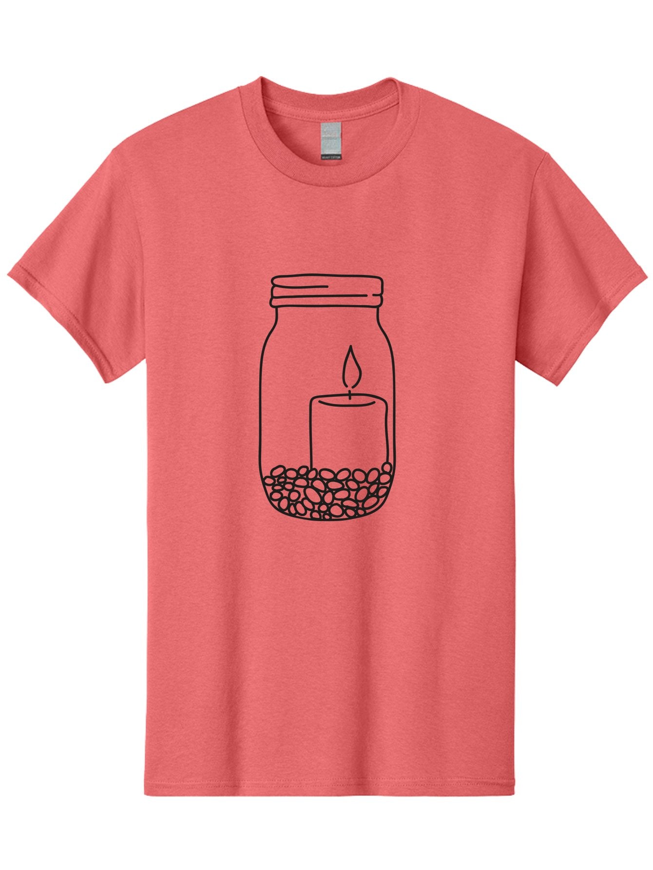Candle-Jar Men'S Graphic Tee, 100% Cotton, Comfortable Casual Summer Wear, Machine Washable, Candle In A Jar, Lit Candle, Centerpiece, Stones At The Bottom, Relaxation, Meditation, Calming Ambiance, Peaceful Home Decor Aac200 3
