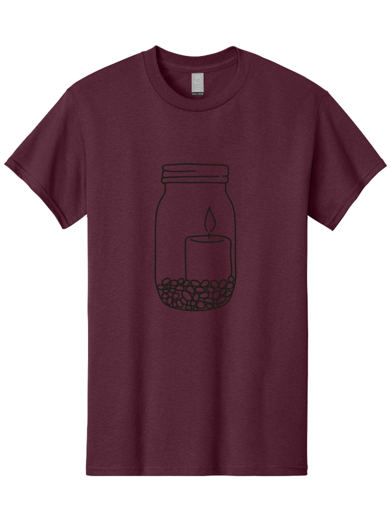 Candle-Jar Men'S Graphic Tee, 100% Cotton, Comfortable Casual Summer Wear, Machine Washable, Candle In A Jar, Lit Candle, Centerpiece, Stones At The Bottom, Relaxation, Meditation, Calming Ambiance, Peaceful Home Decor Aac200 5