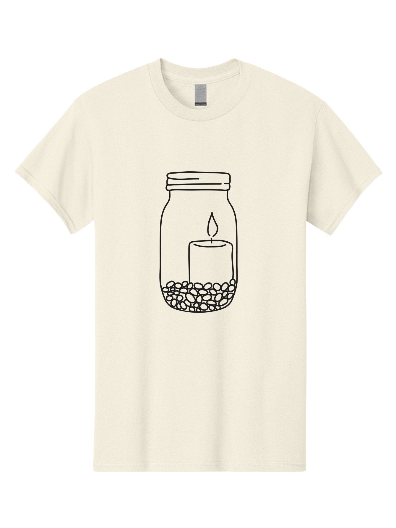 Candle-Jar Men'S Graphic Tee, 100% Cotton, Comfortable Casual Summer Wear, Machine Washable, Candle In A Jar, Lit Candle, Centerpiece, Stones At The Bottom, Relaxation, Meditation, Calming Ambiance, Peaceful Home Decor Aac200 14