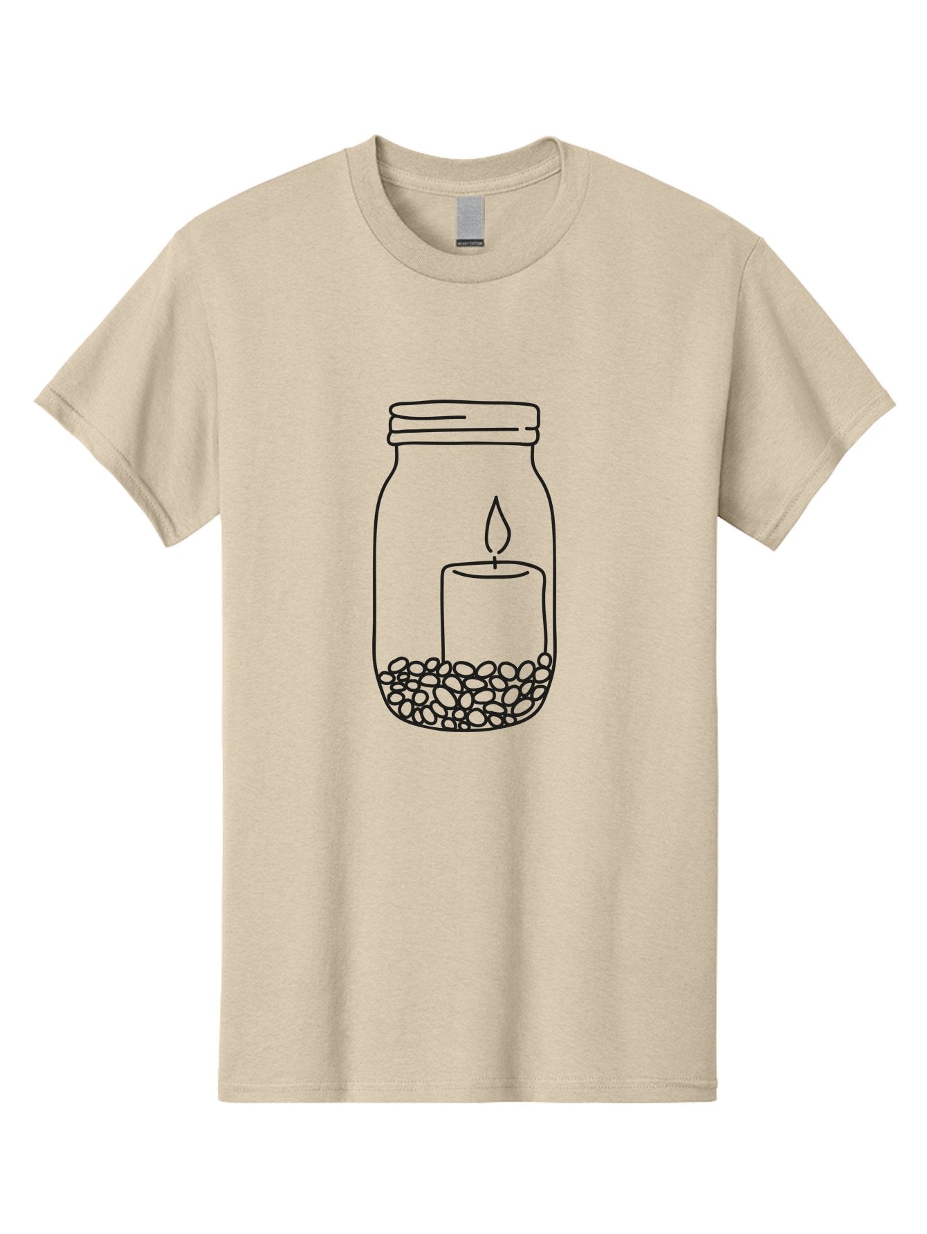 Candle-Jar Men'S Graphic Tee, 100% Cotton, Comfortable Casual Summer Wear, Machine Washable, Candle In A Jar, Lit Candle, Centerpiece, Stones At The Bottom, Relaxation, Meditation, Calming Ambiance, Peaceful Home Decor Aac200 13