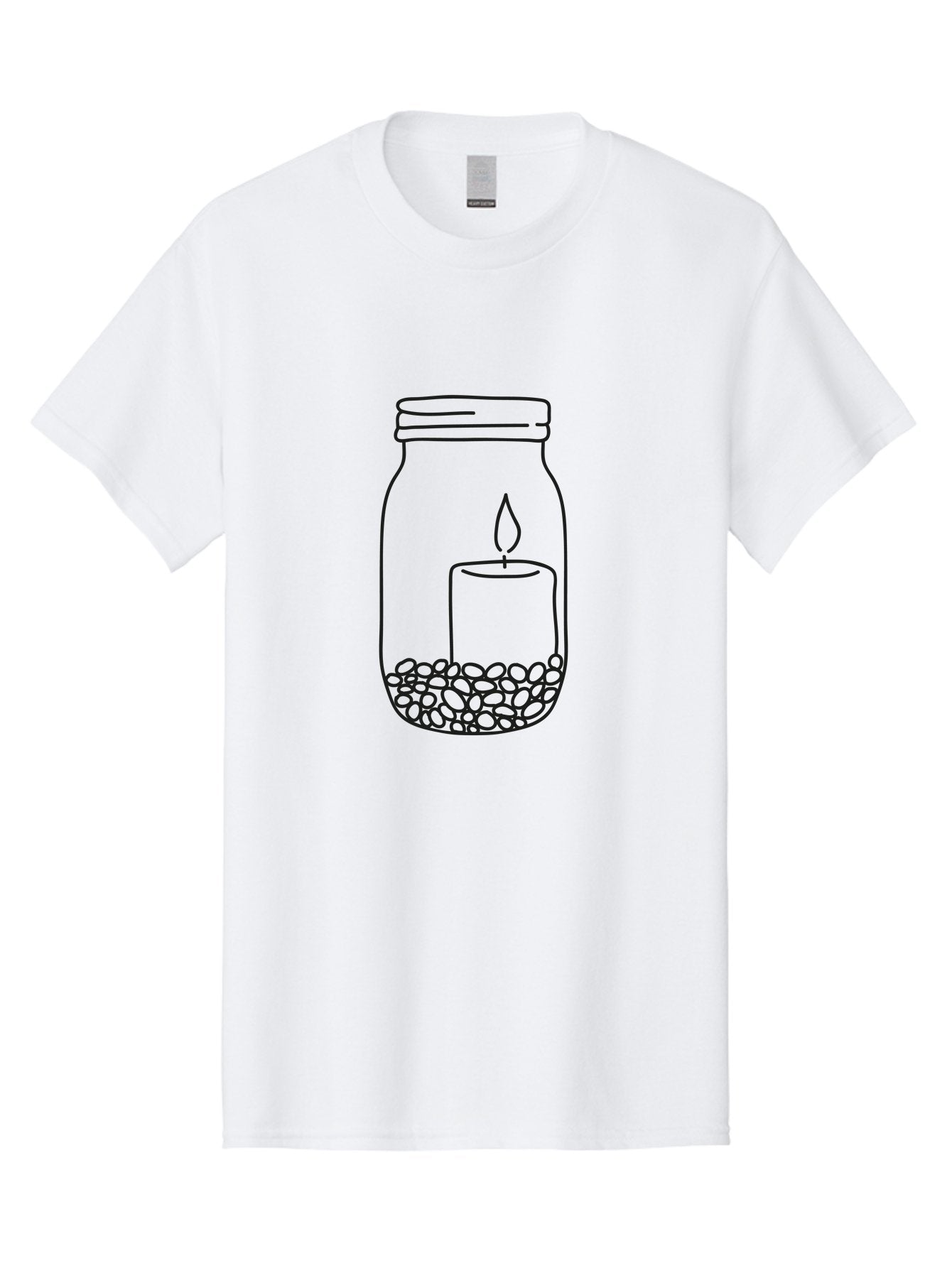 Candle-Jar Men'S Graphic Tee, 100% Cotton, Comfortable Casual Summer Wear, Machine Washable, Candle In A Jar, Lit Candle, Centerpiece, Stones At The Bottom, Relaxation, Meditation, Calming Ambiance, Peaceful Home Decor Aac200 6