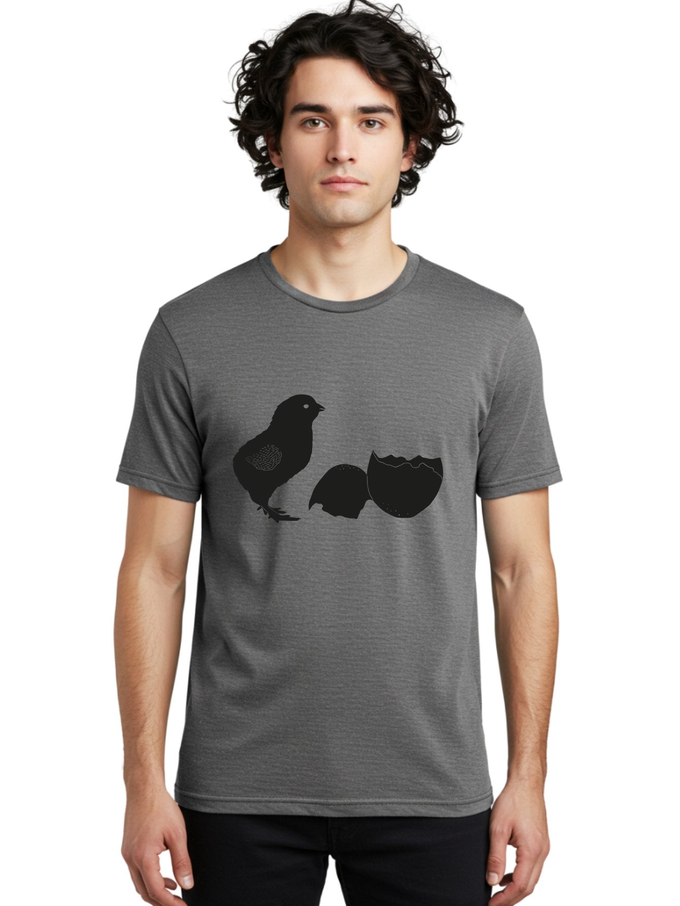 Chicken-Hatching Men'S Graphic Tee, 100% Cotton, Comfortable Casual Summer Wear, Machine Washable, Bird Hatching From Egg, New Life, Animal Birth, Wildlife Scene, Eggshell Cracking, Chick Emergence, Nature'S Wonder Aac202 21