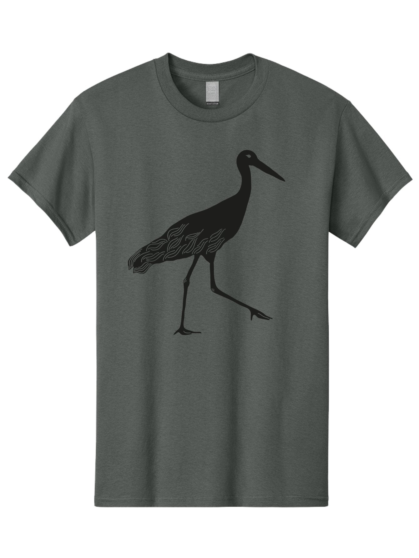 Crane Men'S Graphic Tee, 100% Cotton, Comfortable Casual Summer Wear, Machine Washable, Crane Bird, Bird Silhouette, Wild Crane, Long Neck, Wavy Lines, Abstract Bird, Minimalist Design, Simple Art, Bird Illustration Aac203 15