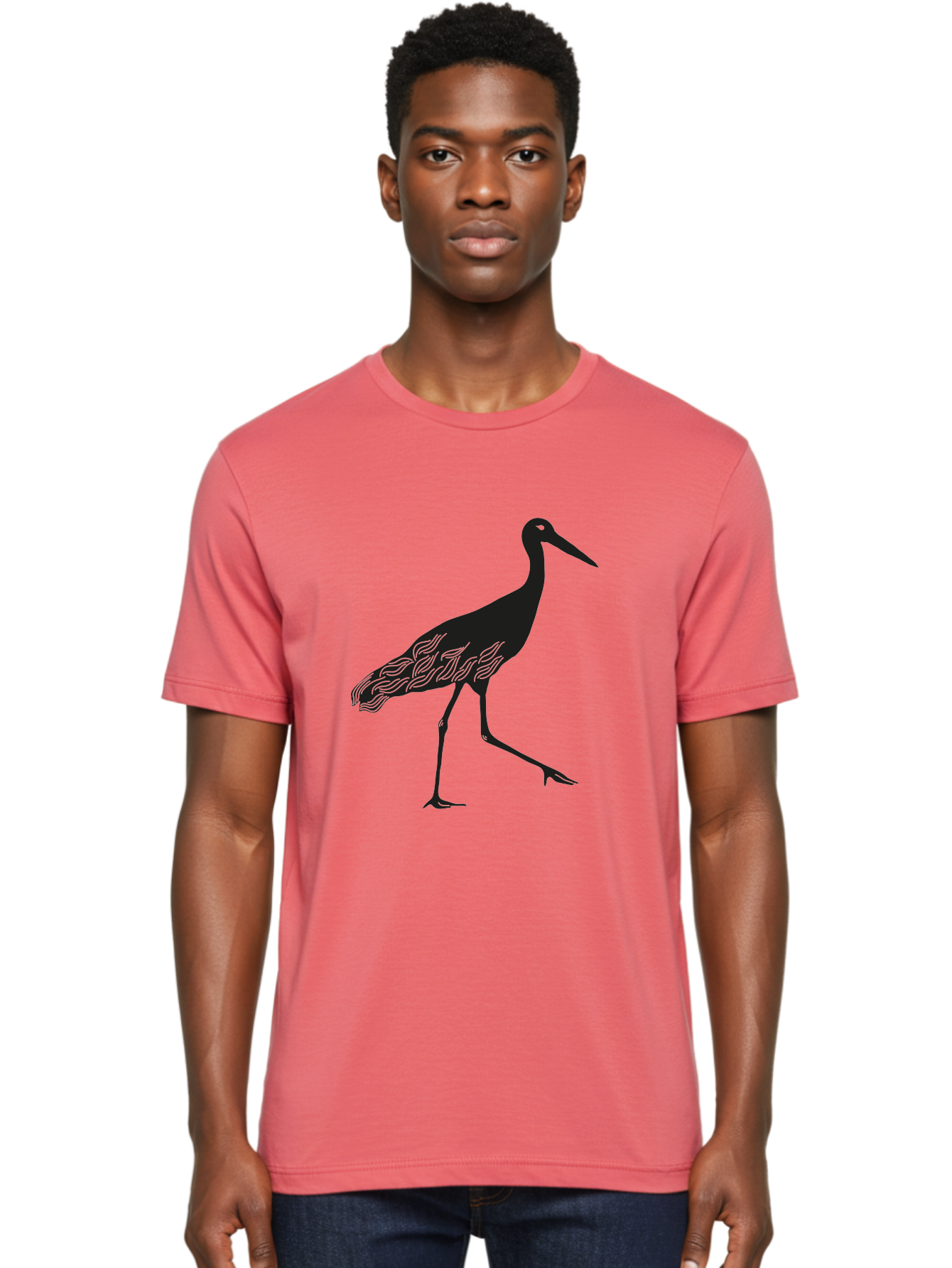 Crane Men'S Graphic Tee, 100% Cotton, Comfortable Casual Summer Wear, Machine Washable, Crane Bird, Bird Silhouette, Wild Crane, Long Neck, Wavy Lines, Abstract Bird, Minimalist Design, Simple Art, Bird Illustration Aac203 10