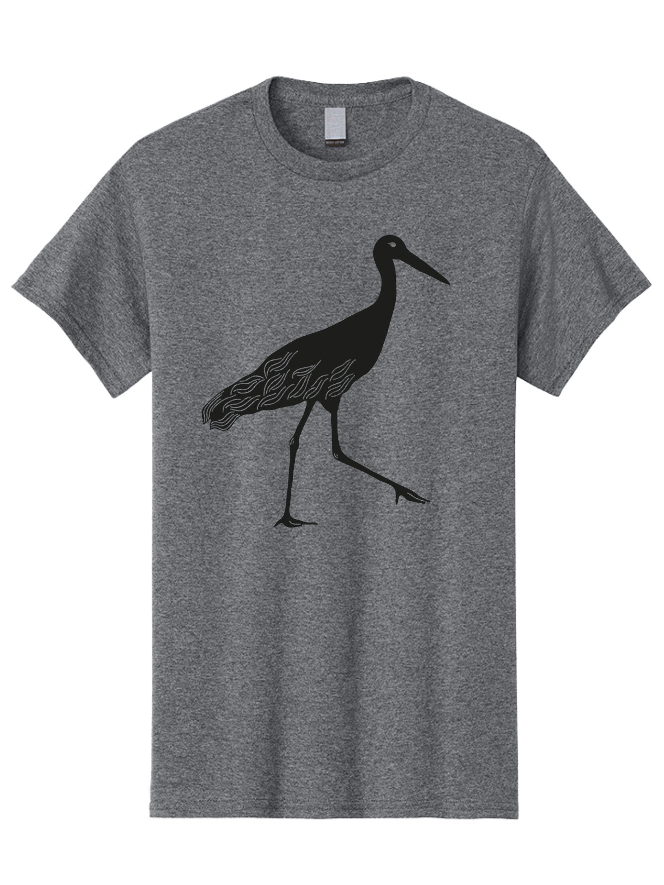 Crane Men'S Graphic Tee, 100% Cotton, Comfortable Casual Summer Wear, Machine Washable, Crane Bird, Bird Silhouette, Wild Crane, Long Neck, Wavy Lines, Abstract Bird, Minimalist Design, Simple Art, Bird Illustration Aac203 4
