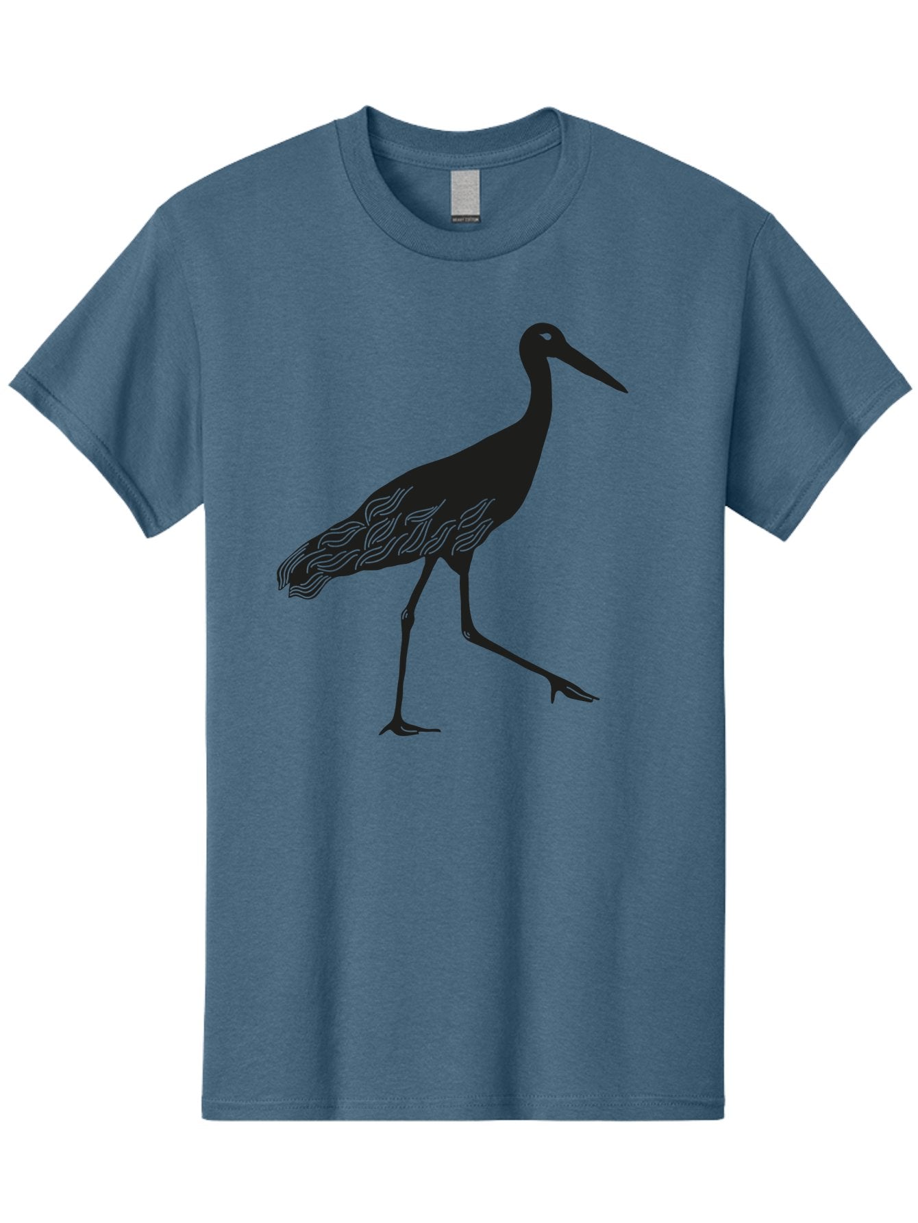 Crane Men'S Graphic Tee, 100% Cotton, Comfortable Casual Summer Wear, Machine Washable, Crane Bird, Bird Silhouette, Wild Crane, Long Neck, Wavy Lines, Abstract Bird, Minimalist Design, Simple Art, Bird Illustration Aac203
