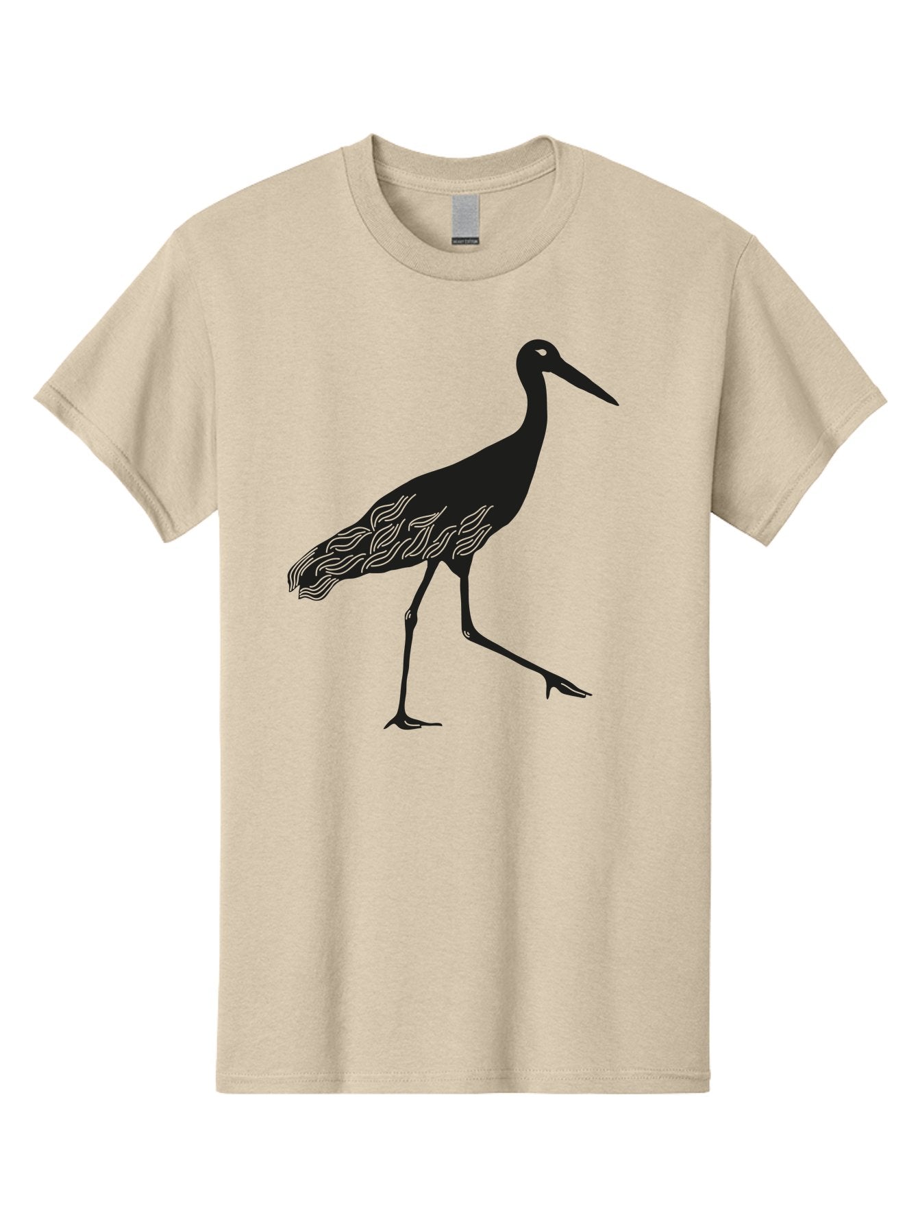 Crane Men'S Graphic Tee, 100% Cotton, Comfortable Casual Summer Wear, Machine Washable, Crane Bird, Bird Silhouette, Wild Crane, Long Neck, Wavy Lines, Abstract Bird, Minimalist Design, Simple Art, Bird Illustration Aac203 3