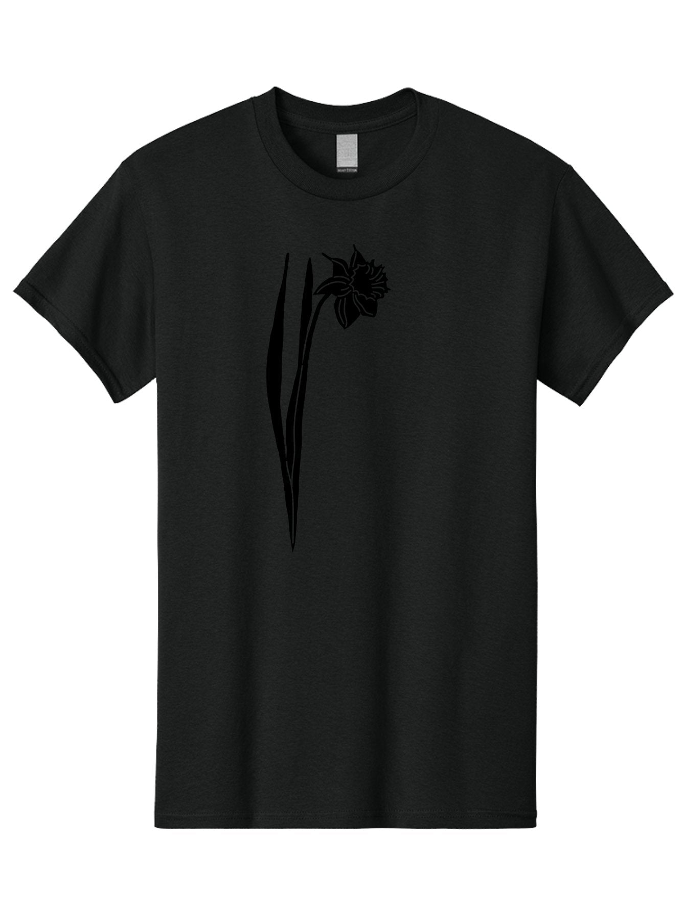Daffodil Men'S Graphic Tee, 100% Cotton, Comfortable Casual Summer Wear, Machine Washable, Black Daffodil, Simple Silhouette, Minimalist Design, Flower Graphic, Spring Symbol, Botanical Illustration, Elegant Lines, Floral Motif Aac204 13
