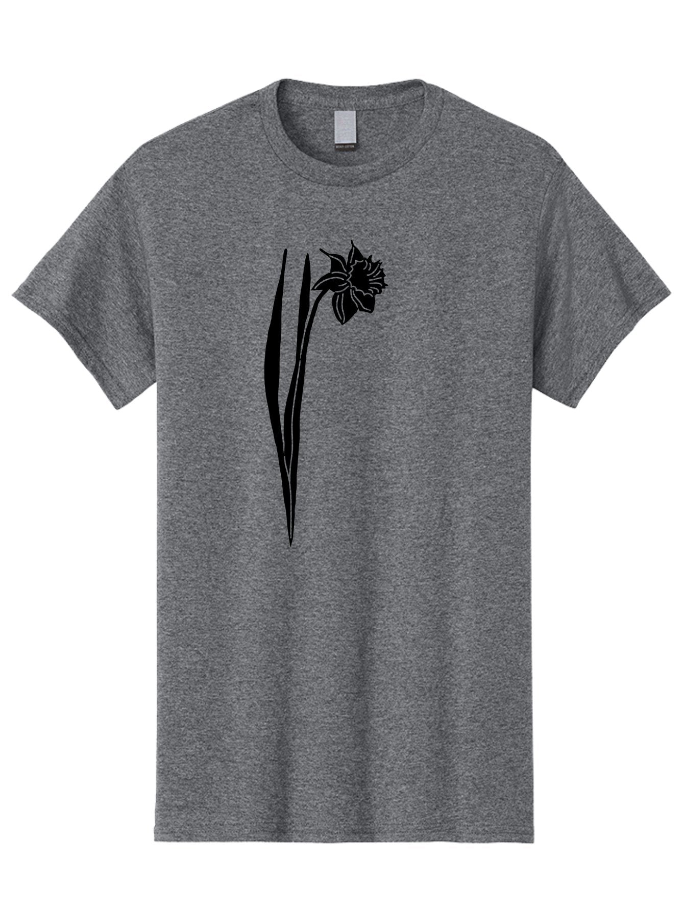 Daffodil Men'S Graphic Tee, 100% Cotton, Comfortable Casual Summer Wear, Machine Washable, Black Daffodil, Simple Silhouette, Minimalist Design, Flower Graphic, Spring Symbol, Botanical Illustration, Elegant Lines, Floral Motif Aac204 6