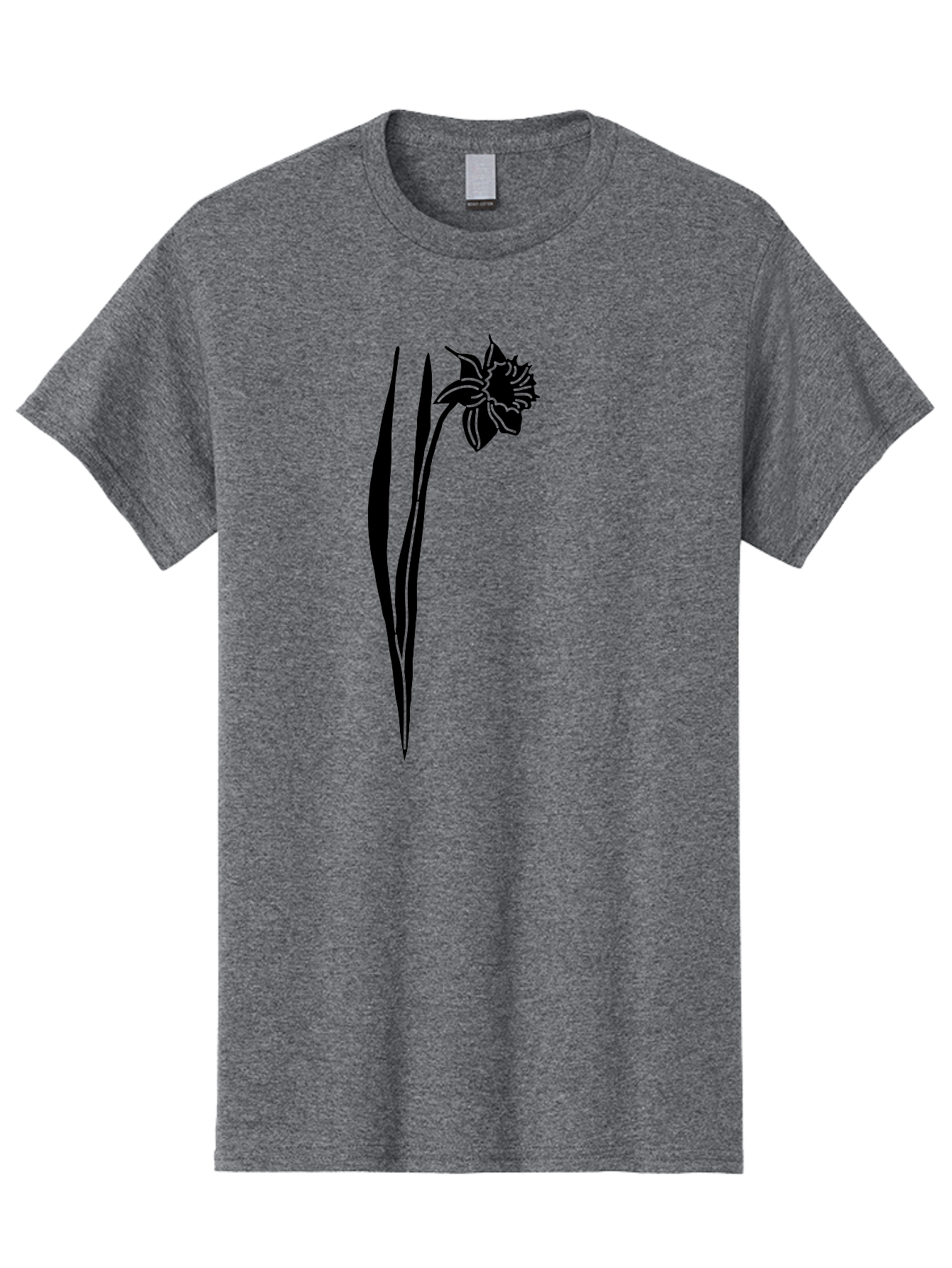 Daffodil Men'S Graphic Tee, 100% Cotton, Comfortable Casual Summer Wear, Machine Washable, Black Daffodil, Simple Silhouette, Minimalist Design, Flower Graphic, Spring Symbol, Botanical Illustration, Elegant Lines, Floral Motif Aac204 13