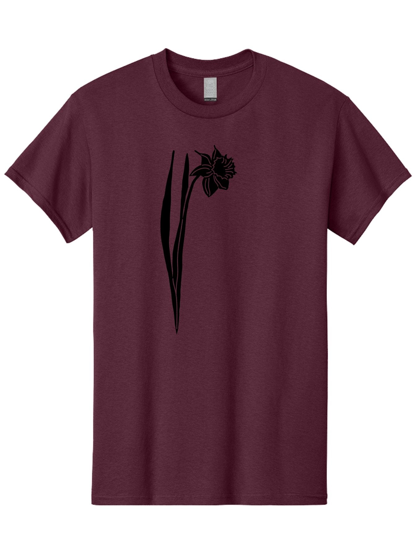 Daffodil Men'S Graphic Tee, 100% Cotton, Comfortable Casual Summer Wear, Machine Washable, Black Daffodil, Simple Silhouette, Minimalist Design, Flower Graphic, Spring Symbol, Botanical Illustration, Elegant Lines, Floral Motif Aac204 4