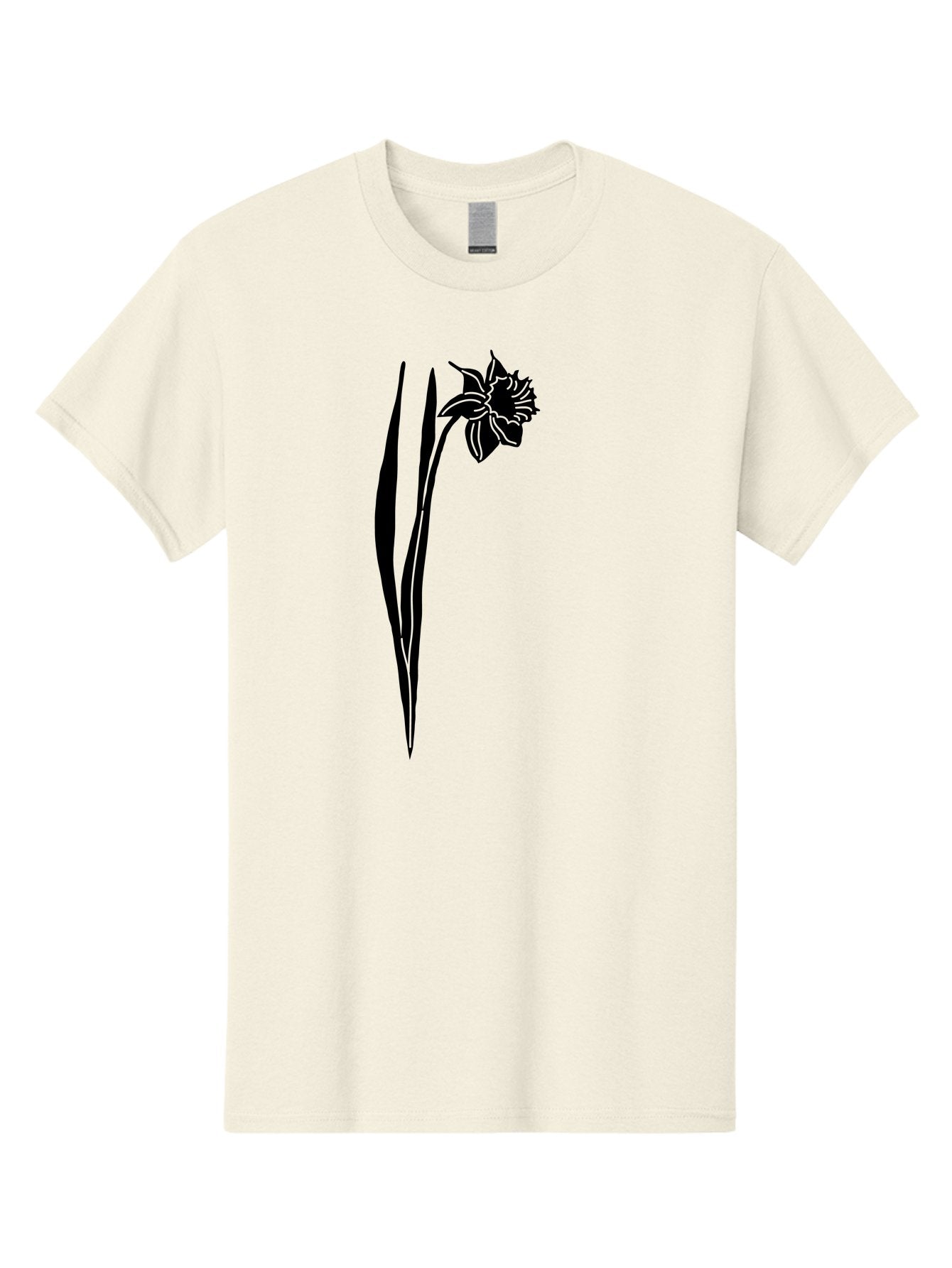Daffodil Men'S Graphic Tee, 100% Cotton, Comfortable Casual Summer Wear, Machine Washable, Black Daffodil, Simple Silhouette, Minimalist Design, Flower Graphic, Spring Symbol, Botanical Illustration, Elegant Lines, Floral Motif Aac204 5