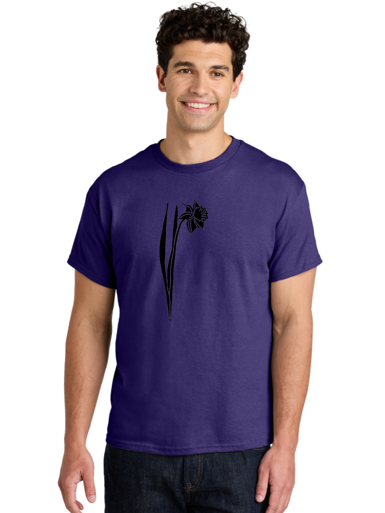 Daffodil Men'S Graphic Tee, 100% Cotton, Comfortable Casual Summer Wear, Machine Washable, Black Daffodil, Simple Silhouette, Minimalist Design, Flower Graphic, Spring Symbol, Botanical Illustration, Elegant Lines, Floral Motif Aac204 12