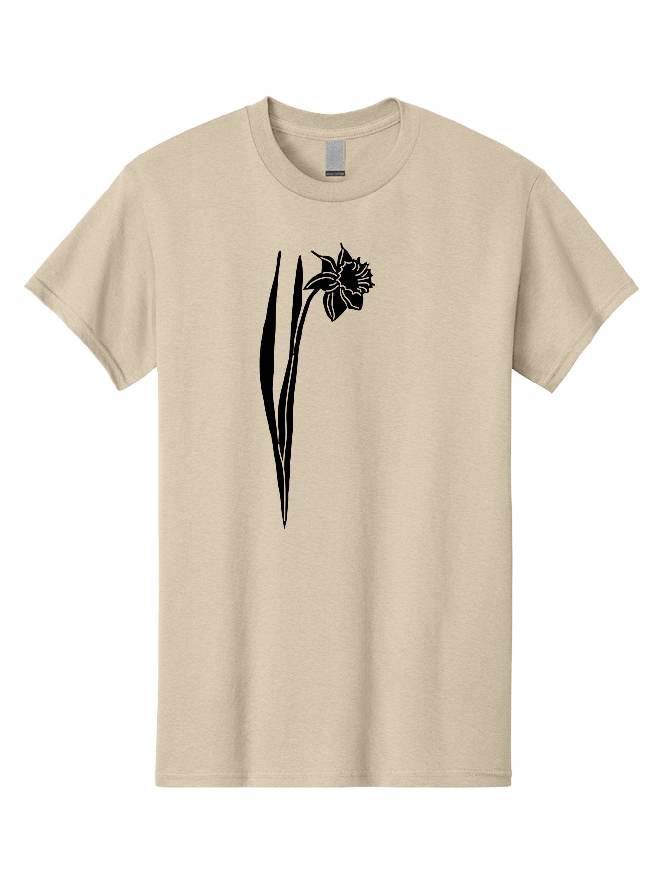 Daffodil Men'S Graphic Tee, 100% Cotton, Comfortable Casual Summer Wear, Machine Washable, Black Daffodil, Simple Silhouette, Minimalist Design, Flower Graphic, Spring Symbol, Botanical Illustration, Elegant Lines, Floral Motif Aac204 15