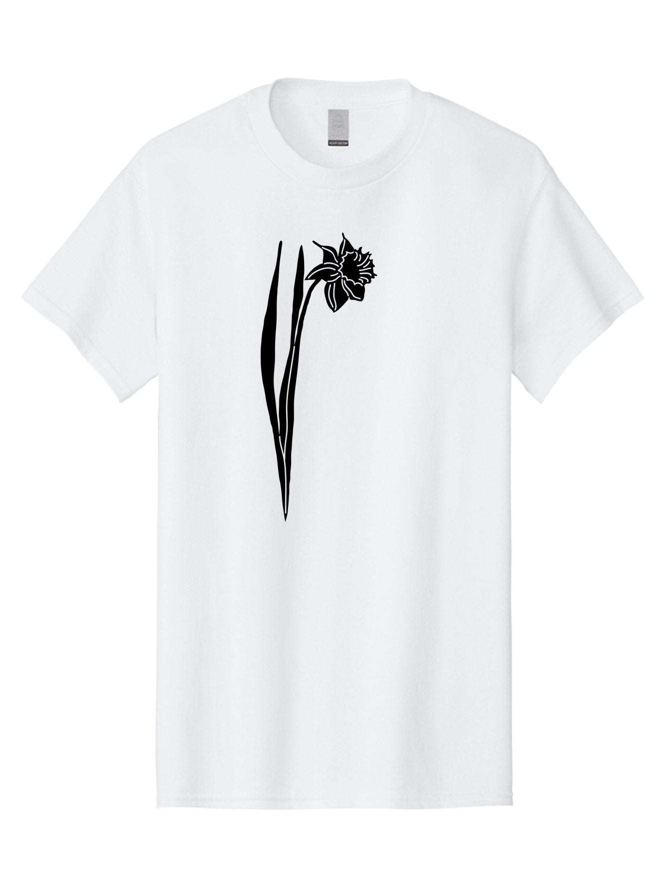 Daffodil Men'S Graphic Tee, 100% Cotton, Comfortable Casual Summer Wear, Machine Washable, Black Daffodil, Simple Silhouette, Minimalist Design, Flower Graphic, Spring Symbol, Botanical Illustration, Elegant Lines, Floral Motif Aac204 7