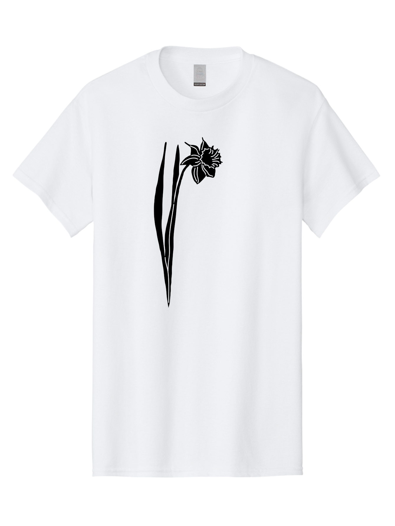 Daffodil Men'S Graphic Tee, 100% Cotton, Comfortable Casual Summer Wear, Machine Washable, Black Daffodil, Simple Silhouette, Minimalist Design, Flower Graphic, Spring Symbol, Botanical Illustration, Elegant Lines, Floral Motif Aac204 25