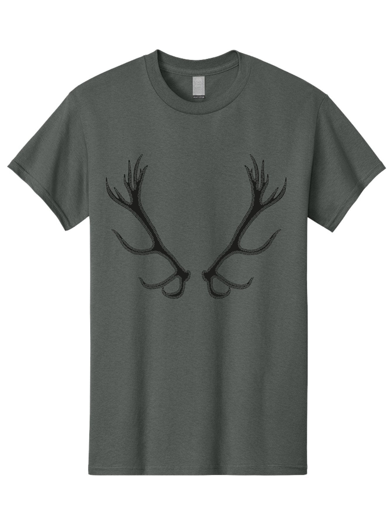 Deer-Antlers-2 Men'S Graphic Tee, 100% Cotton, Comfortable Casual Summer Wear, Machine Washable, Deer Antlers, Forest Wildlife, Nature-Inspired Art, Majestic Horns, Symmetrical Design, Dark Silhouette Aac206 7