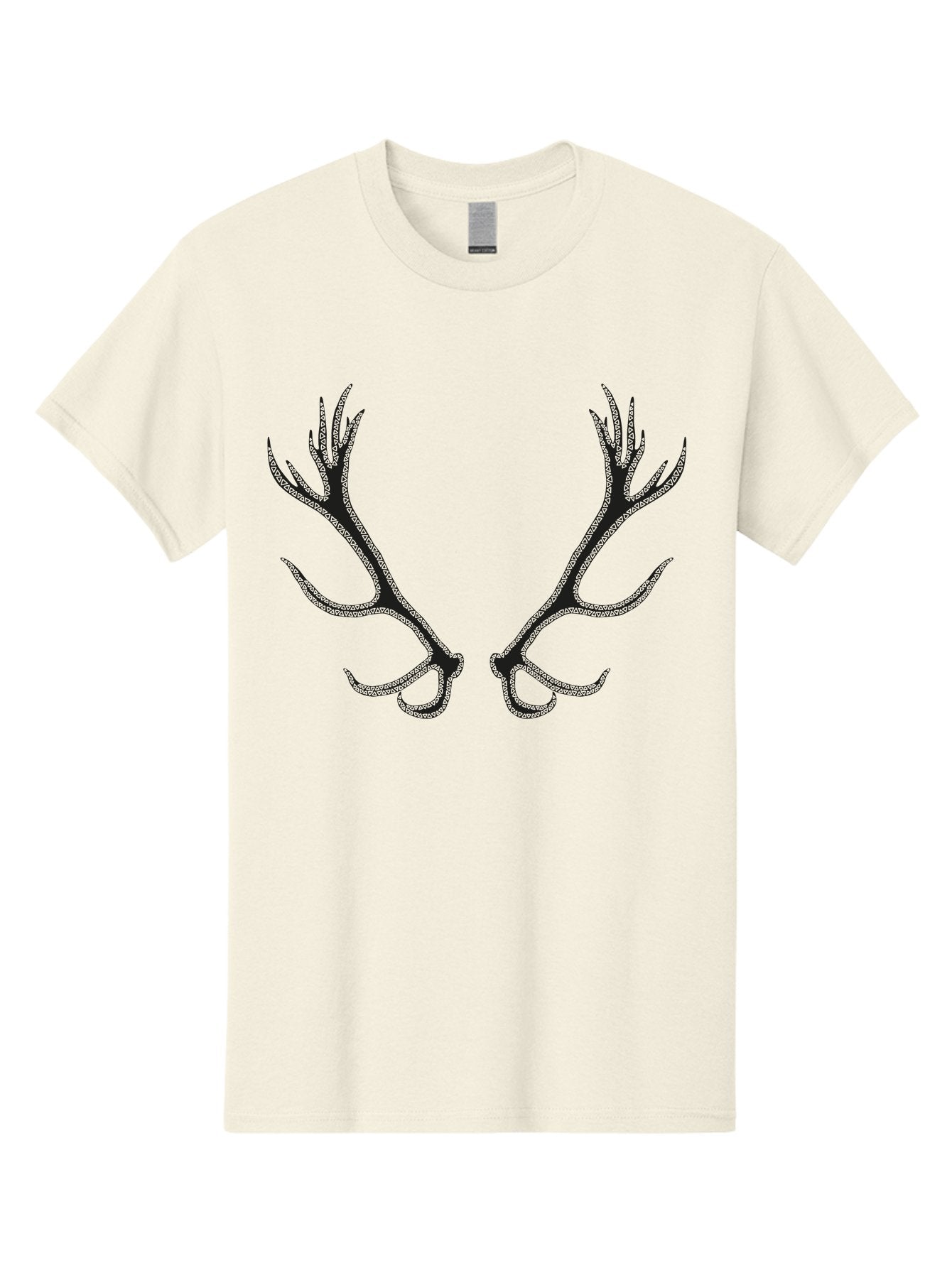 Deer-Antlers-2 Men'S Graphic Tee, 100% Cotton, Comfortable Casual Summer Wear, Machine Washable, Deer Antlers, Forest Wildlife, Nature-Inspired Art, Majestic Horns, Symmetrical Design, Dark Silhouette Aac206 9