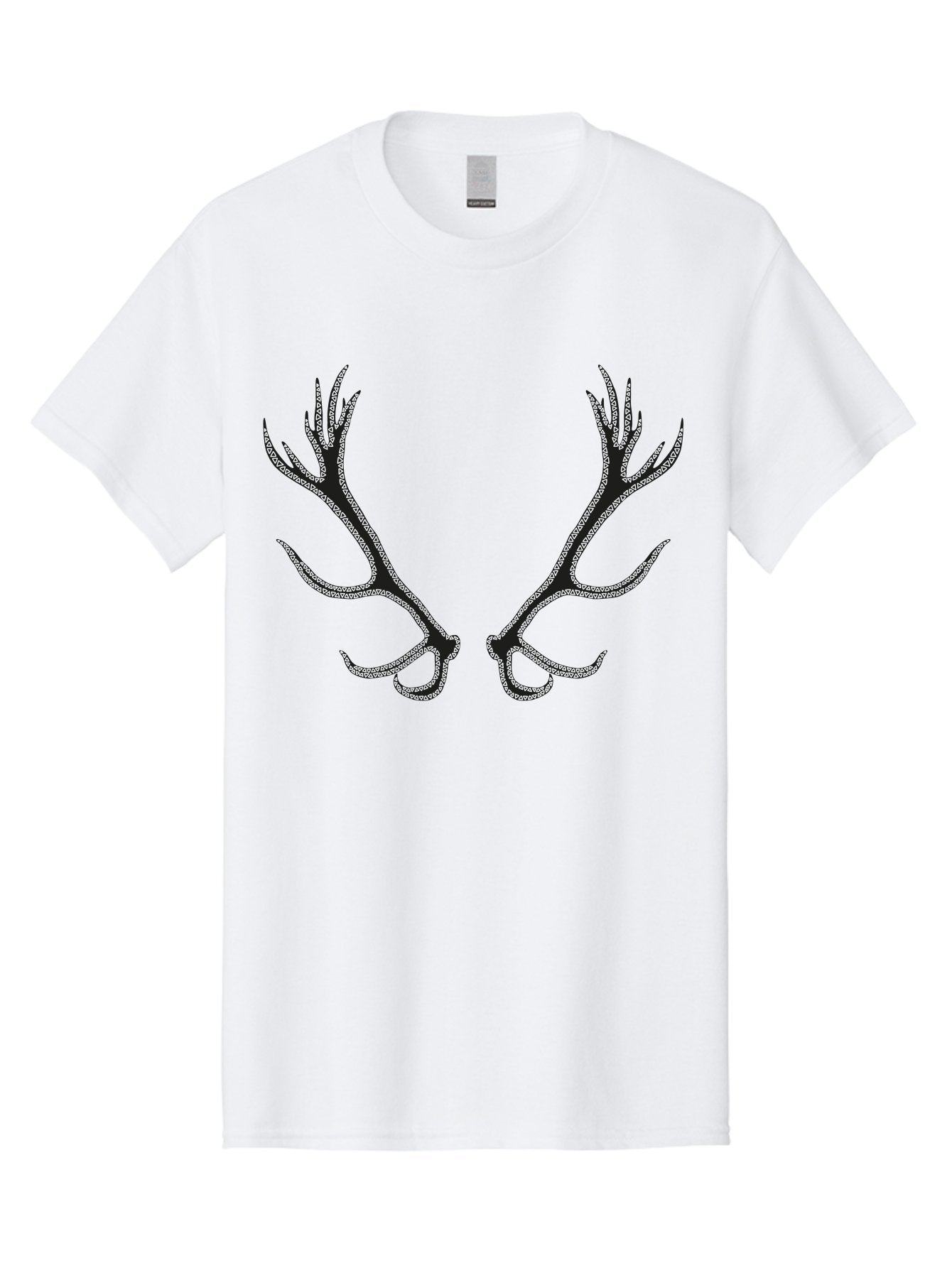 Deer-Antlers-2 Men'S Graphic Tee, 100% Cotton, Comfortable Casual Summer Wear, Machine Washable, Deer Antlers, Forest Wildlife, Nature-Inspired Art, Majestic Horns, Symmetrical Design, Dark Silhouette Aac206 14