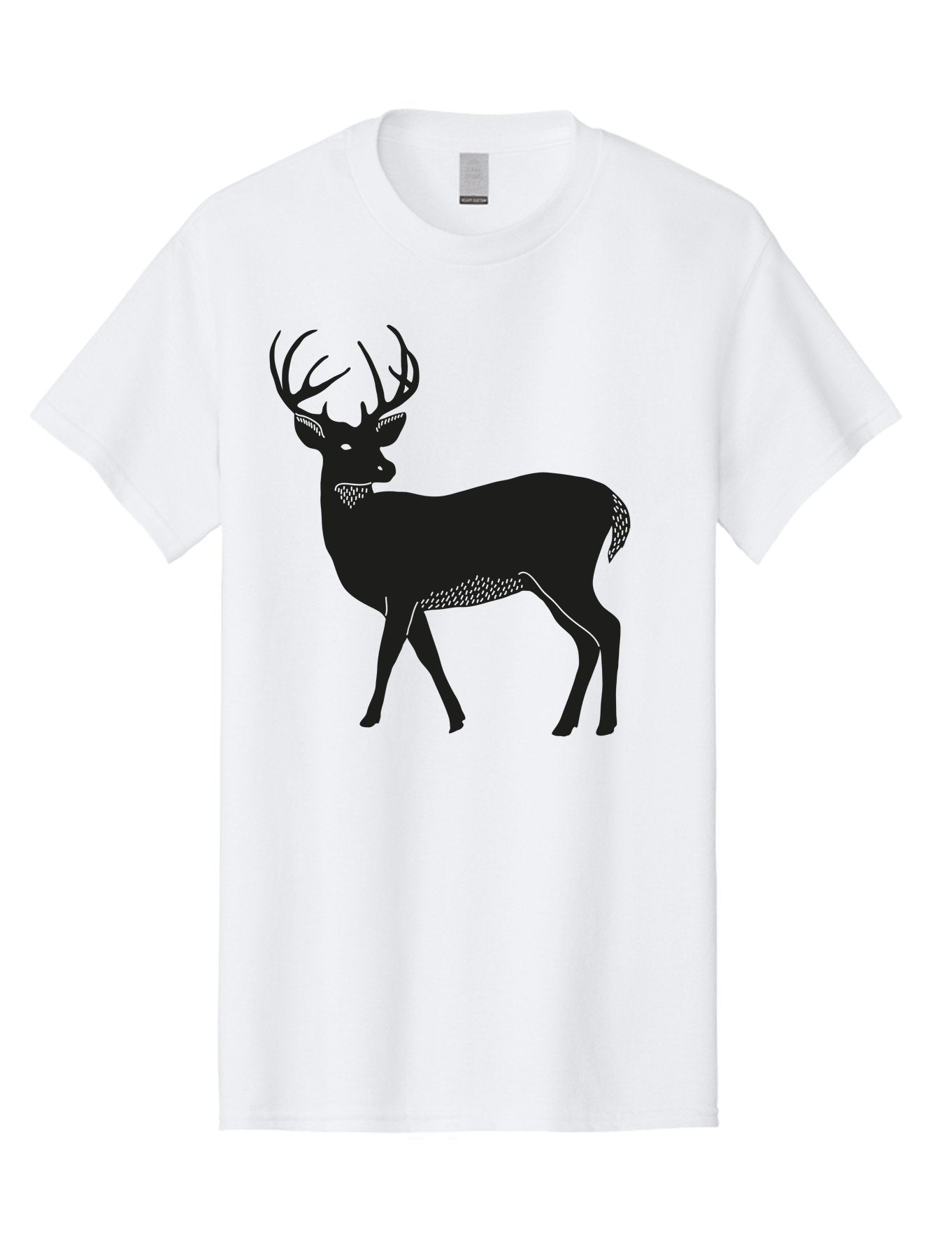 Deer-Silhouette-1 Men'S Graphic Tee, 100% Cotton, Comfortable Casual Summer Wear, Machine Washable, Deer Silhouette, Majestic Stag, Wildlife Art, Forest Creature, Nature Design, Minimalist Graphic, Antlers, Wild Animal, Natural World Aac208